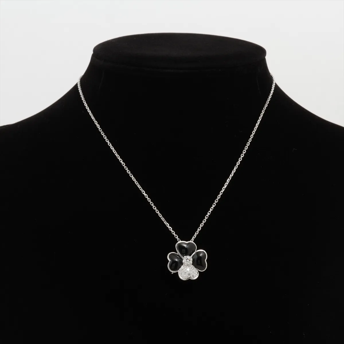 Cosmos Clip Medium Onyx Diamond Necklace 750(WG) 11.6g JE309250 Needle — view 5
