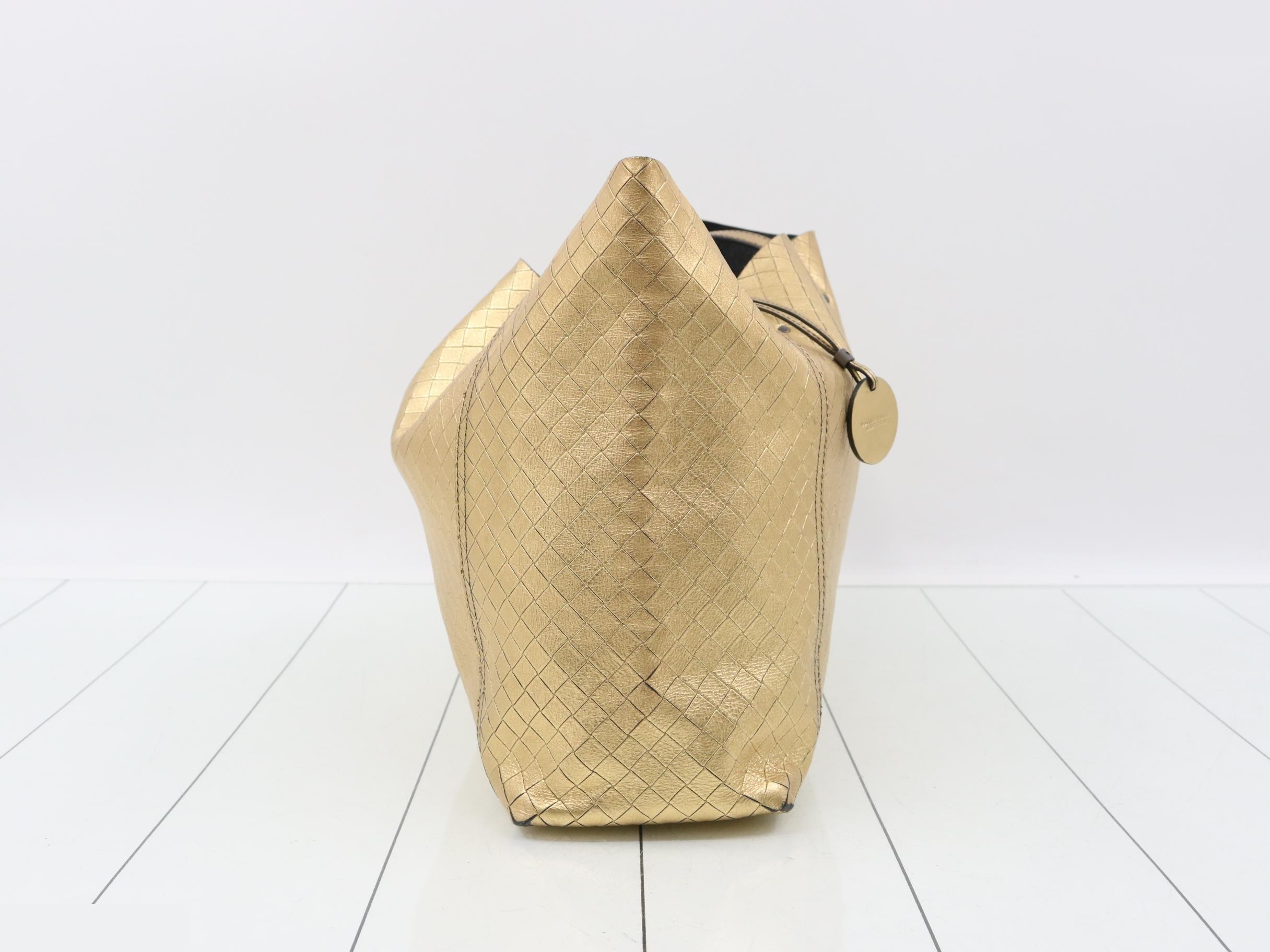 Intrecciato tote bag, gold — view 4