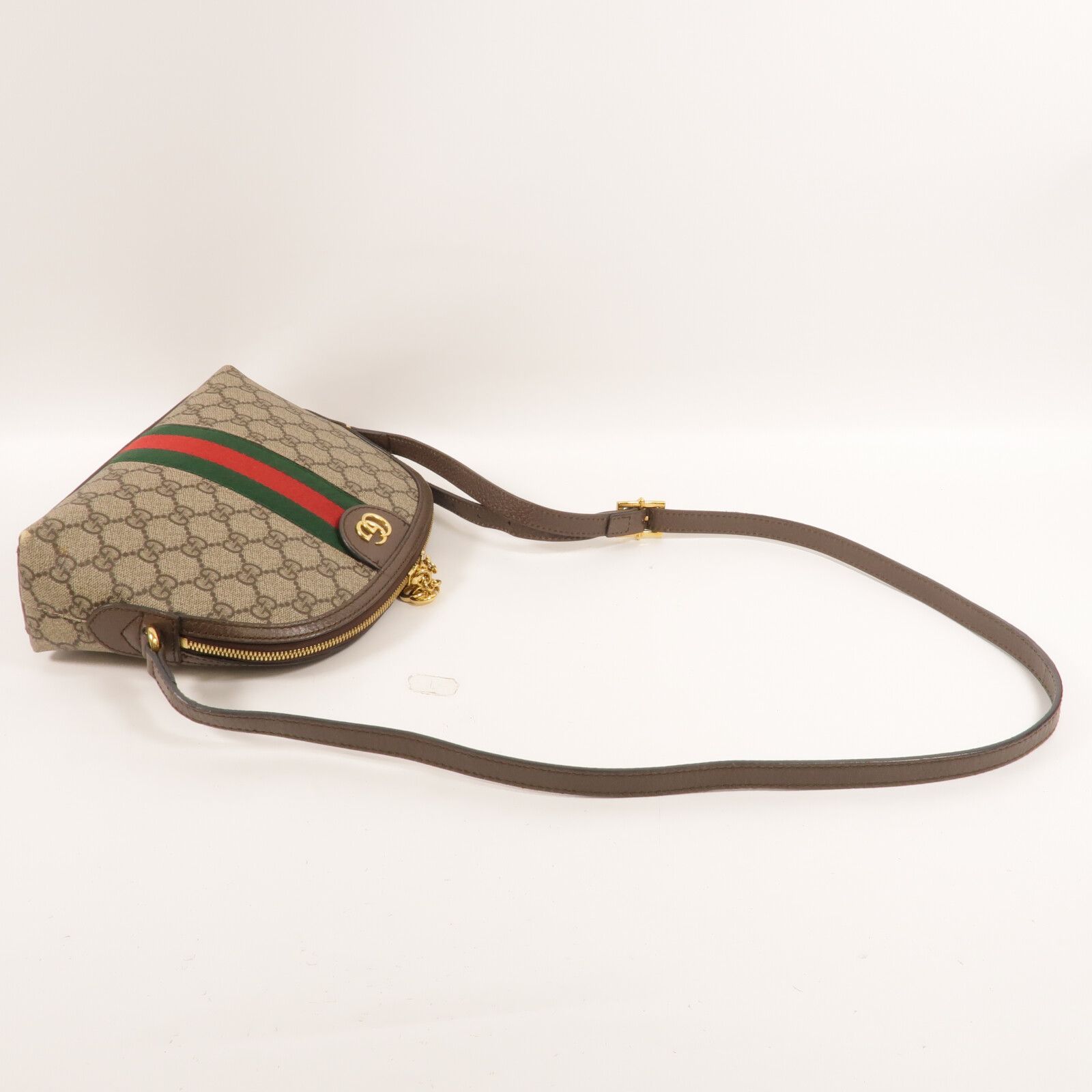 GG Supreme Ophidia Dome Shoulder Bag Small Brown Pvc Coated Canvas 499621 — view 9