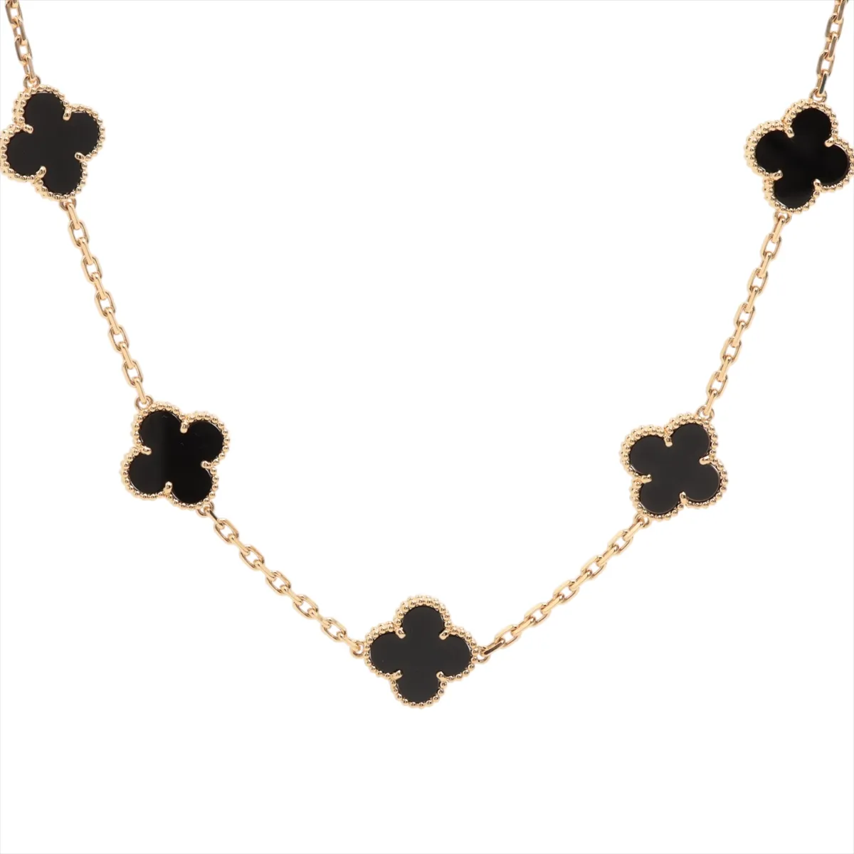 Vintage Alhambra 10P Onyx Necklace 750(YG) 24.3g JE264806 Crab spring exposure