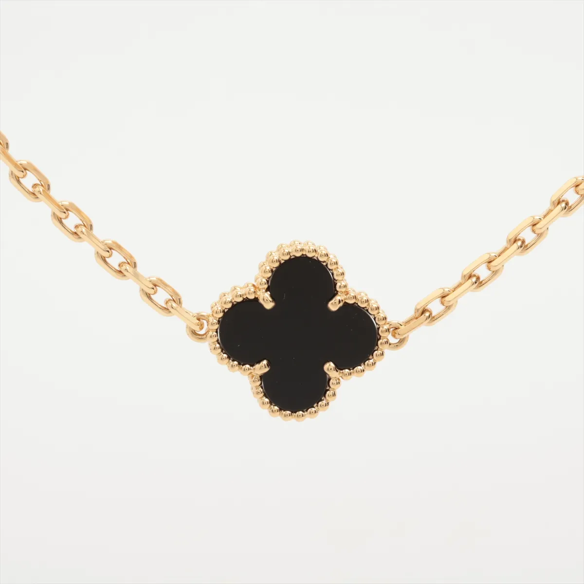 Vintage Alhambra 10P Onyx Necklace 750(YG) 24.3g JE264806 Crab spring exposure — view 2