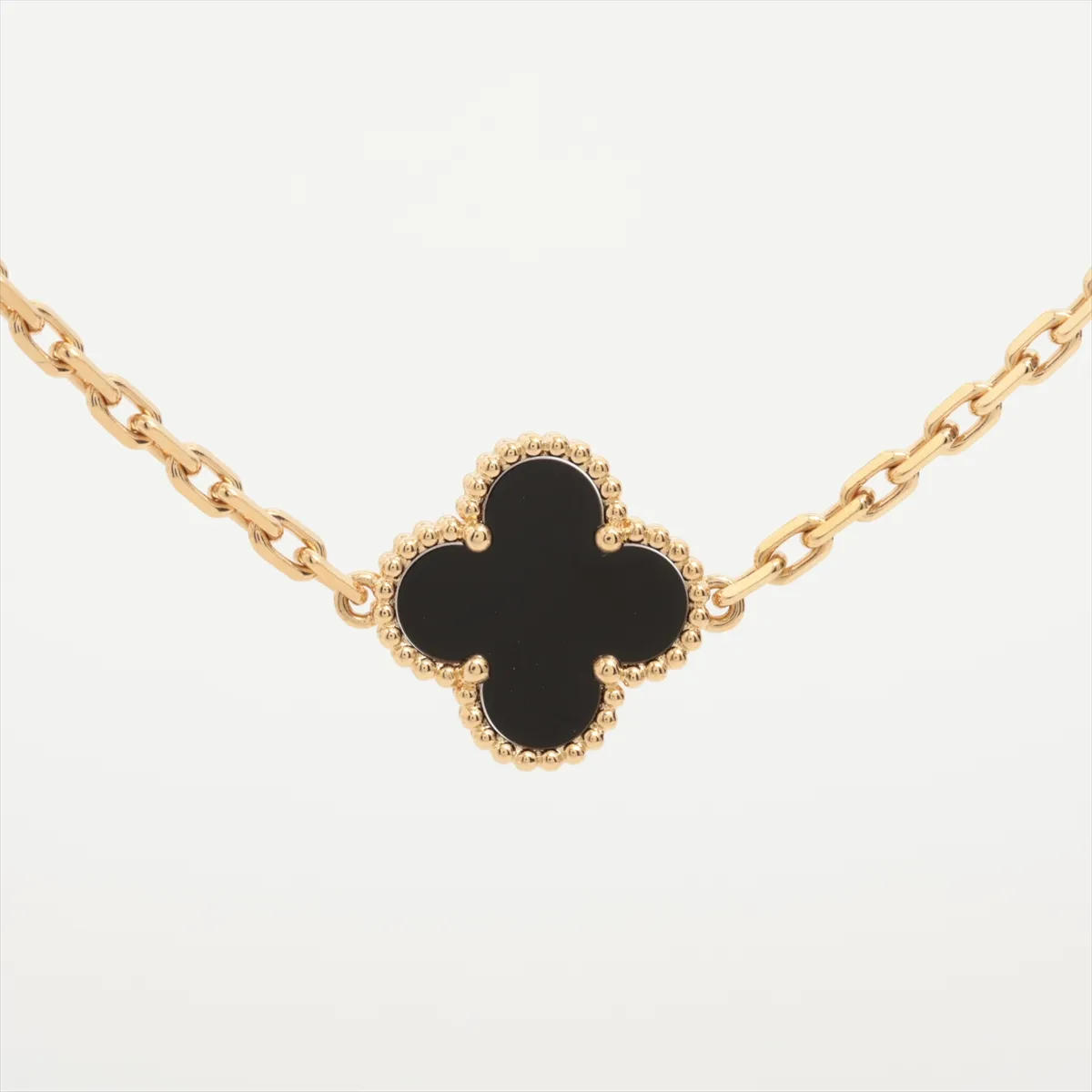Vintage Alhambra 10P Onyx Necklace 750(YG) 24.3g JE264806 Crab spring exposure — view 3