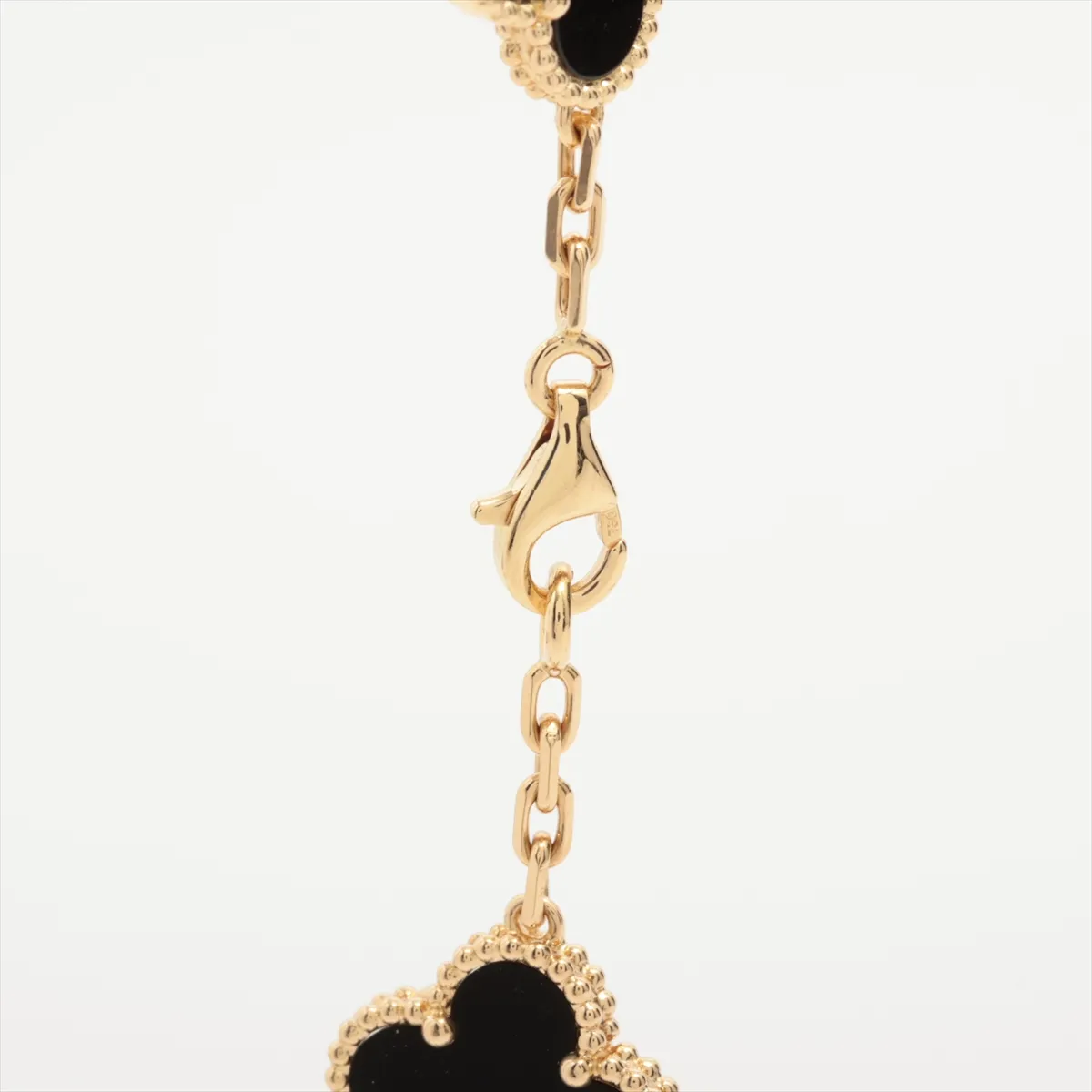 Vintage Alhambra 10P Onyx Necklace 750(YG) 24.3g JE264806 Crab spring exposure — view 4