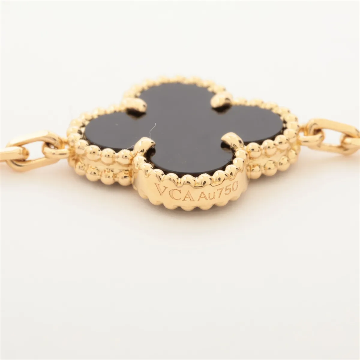 Vintage Alhambra 10P Onyx Necklace 750(YG) 24.3g JE264806 Crab spring exposure — view 5