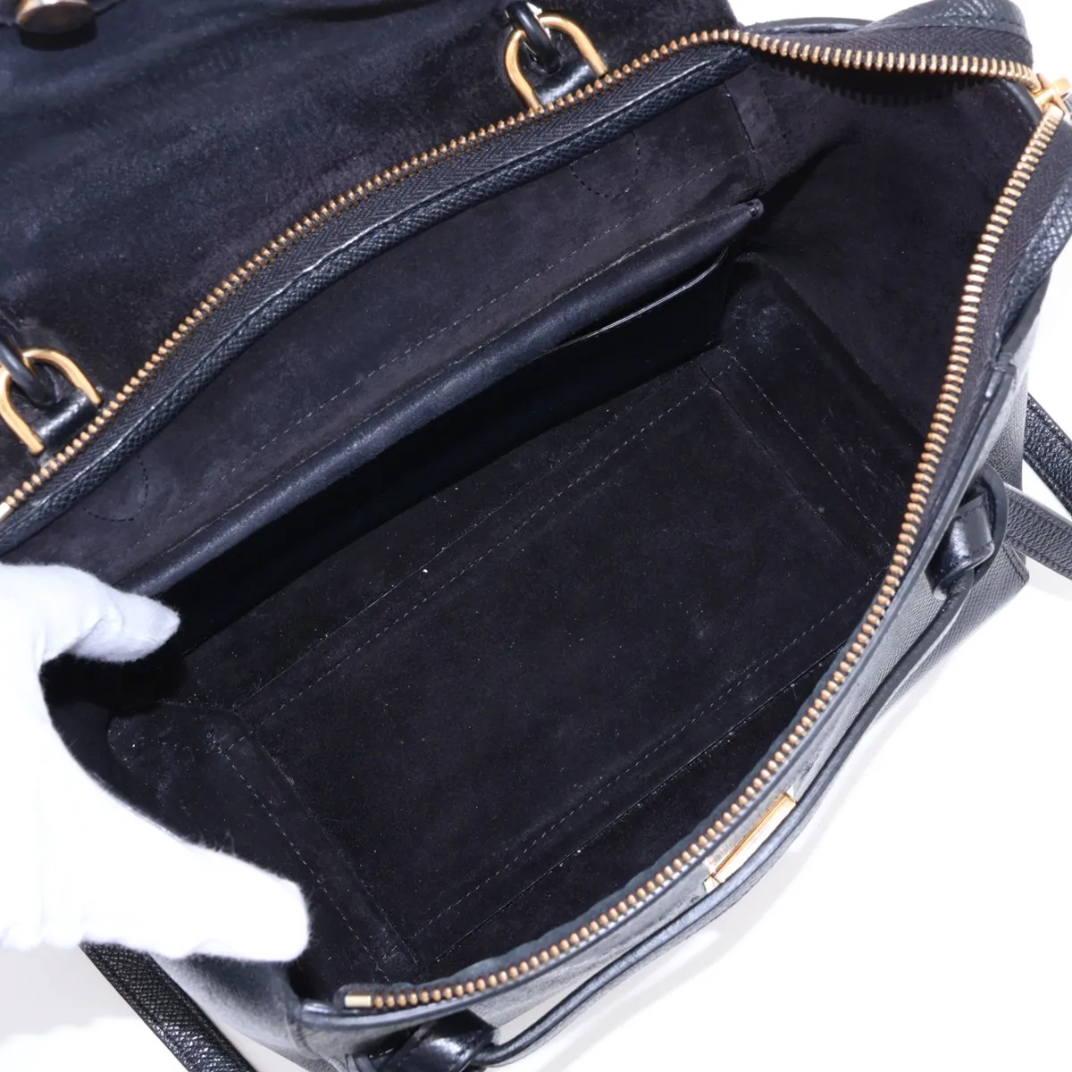 Belt Bag Micro Leather 2-Way Handbag Black — view 8