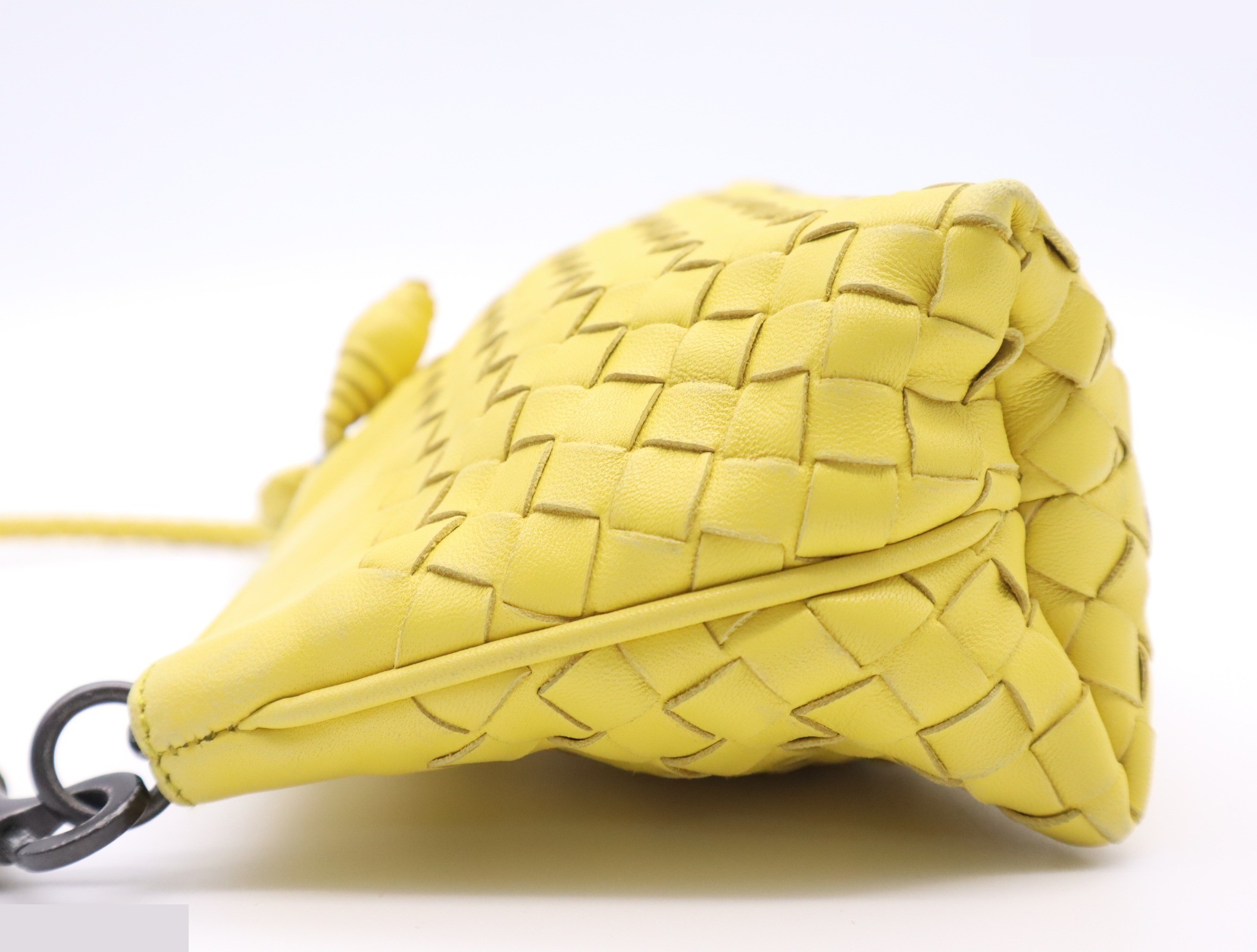 Lambskin Intrecciato Handbag, Yellow — view 3