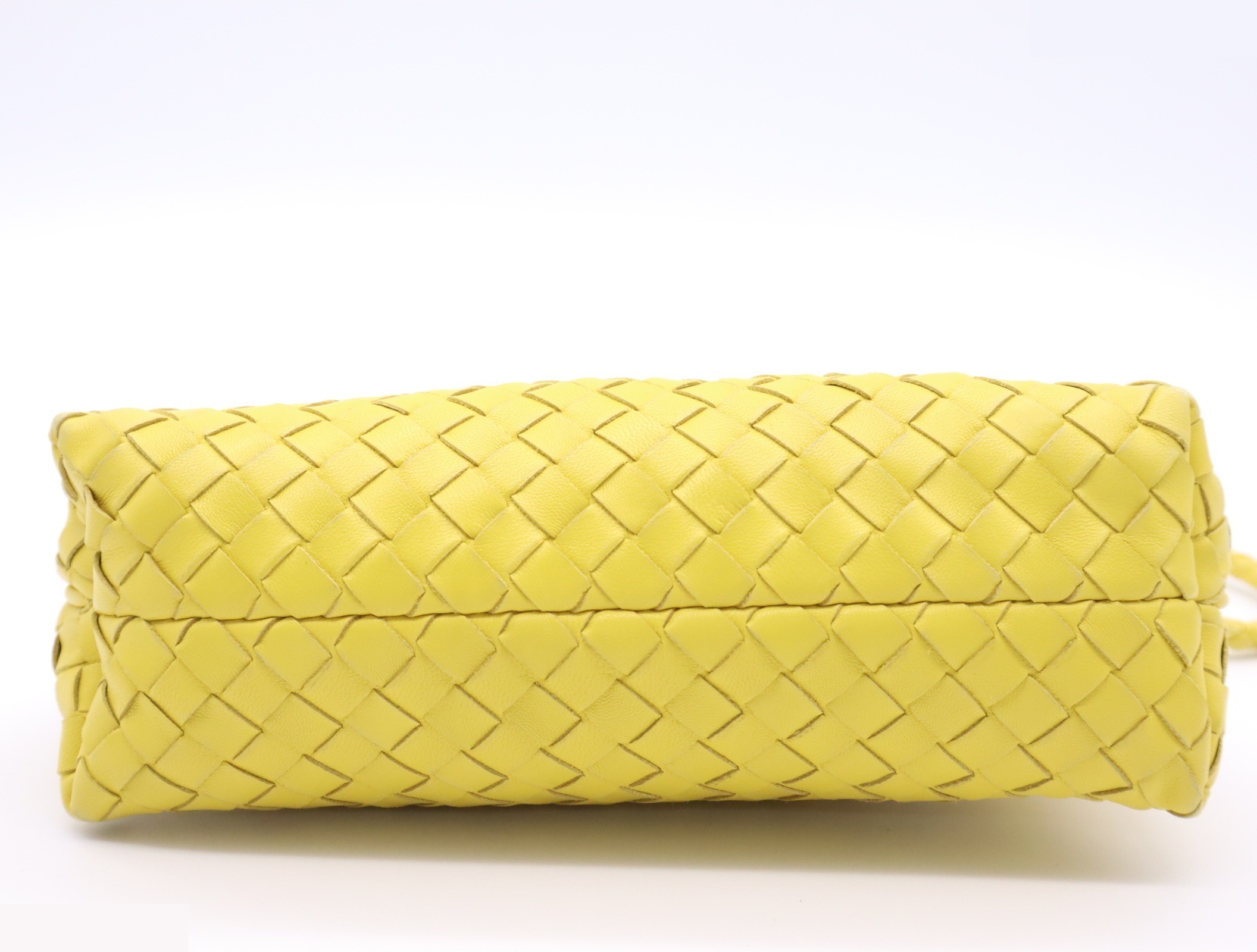 Lambskin Intrecciato Handbag, Yellow — view 4