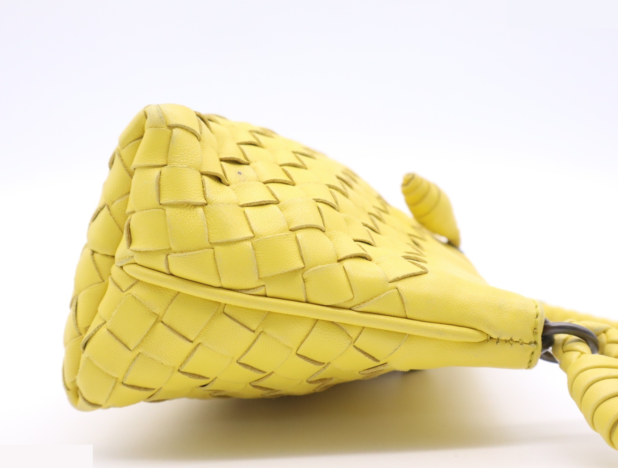 Lambskin Intrecciato Handbag, Yellow — view 5