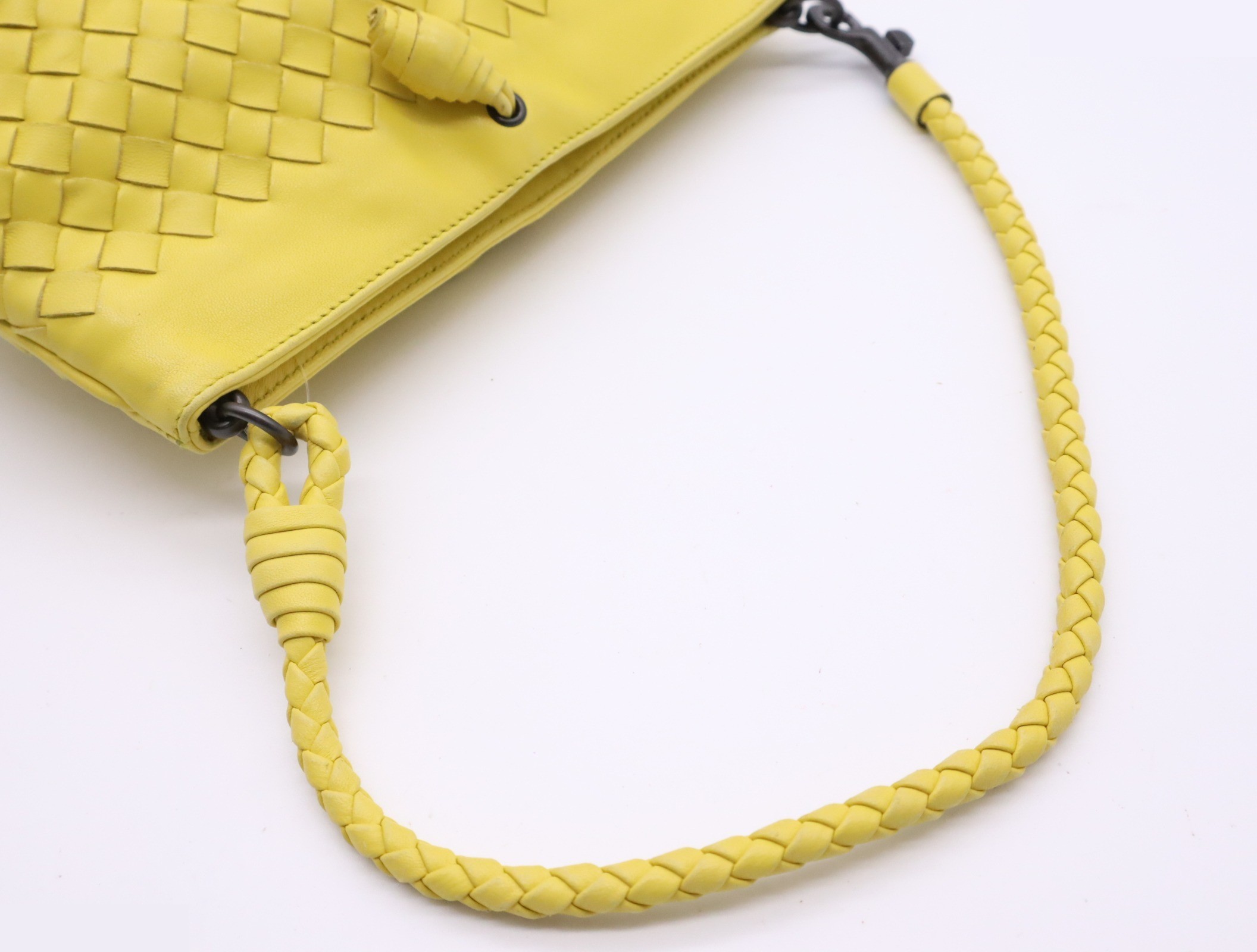 Lambskin Intrecciato Handbag, Yellow — view 6