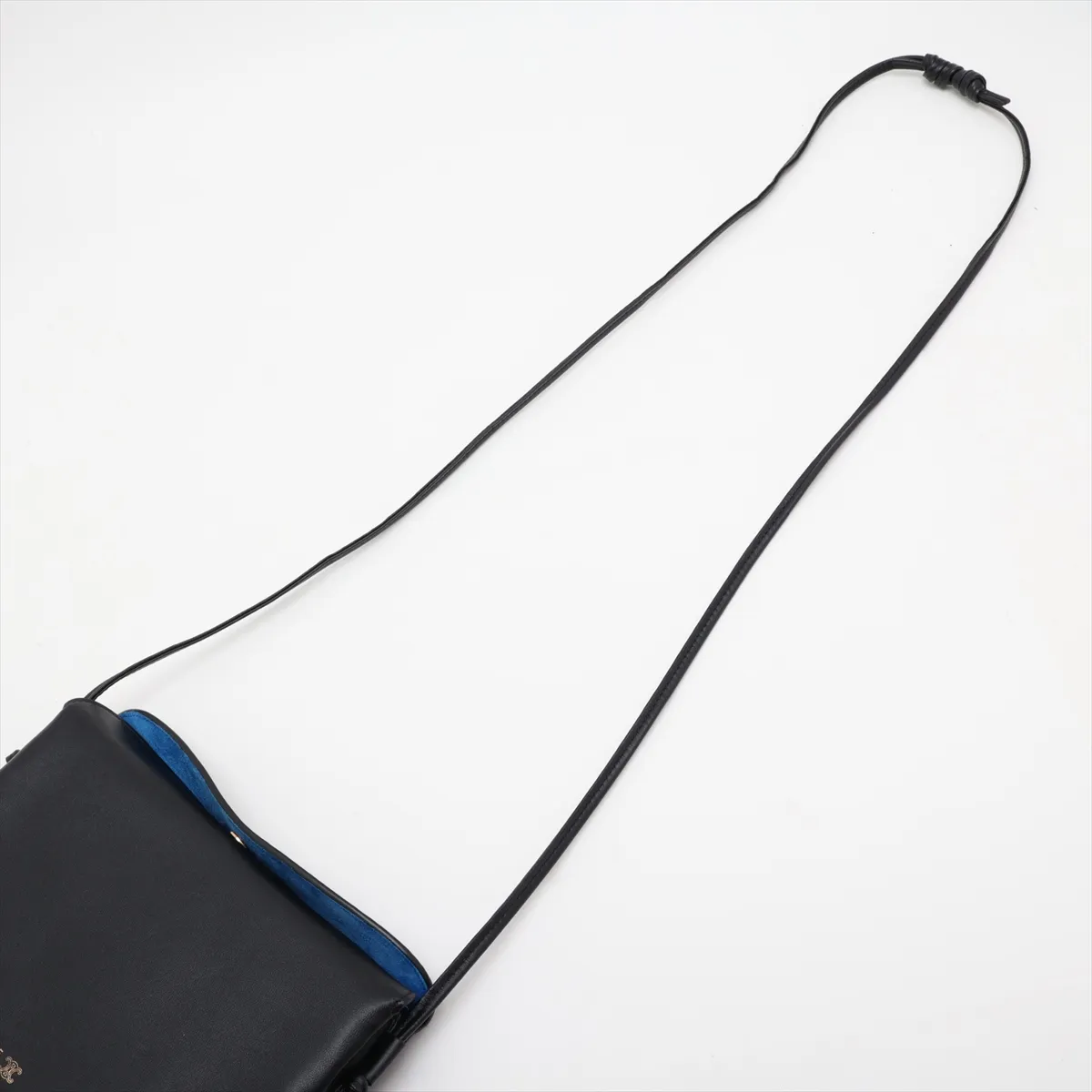 Trio Flap Leather Shoulder Bag, Black — view 5