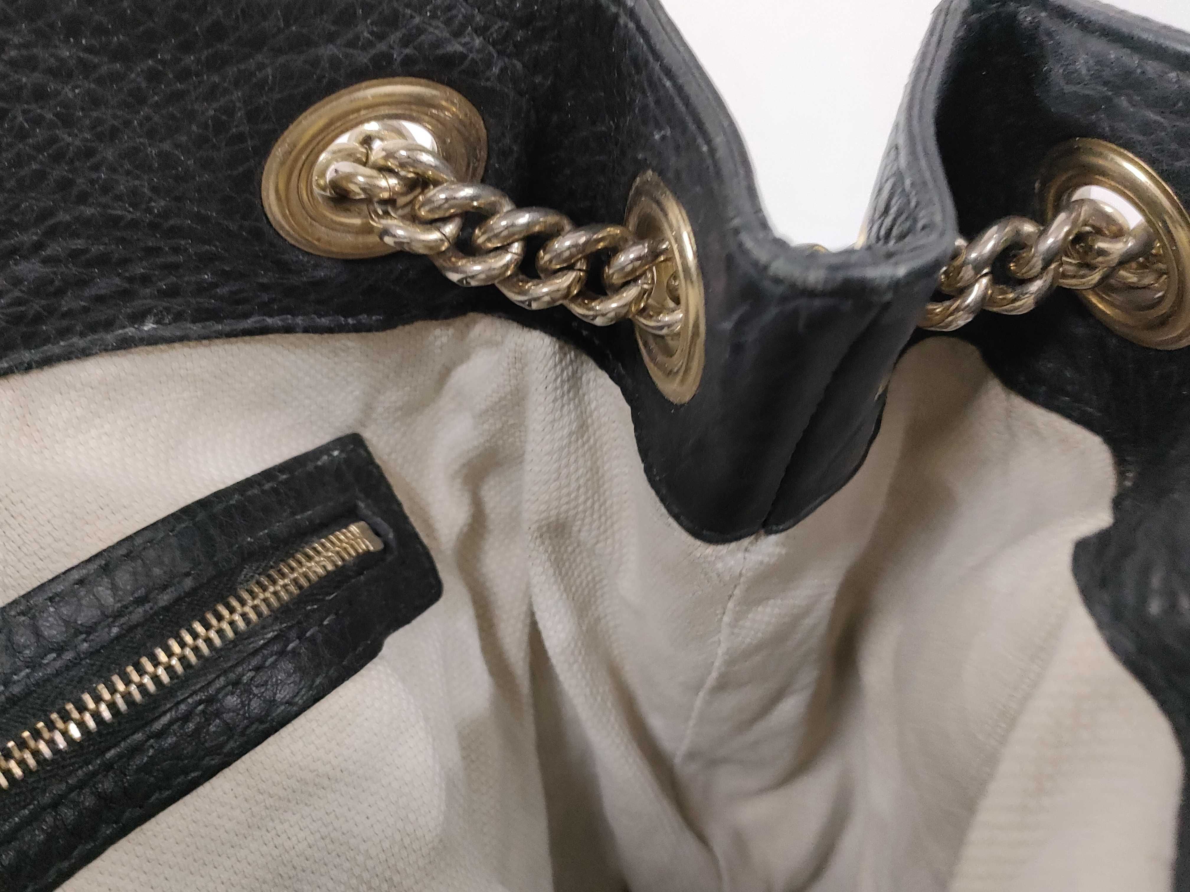 Soho Black Leather Chain Shoulder Bag Fringe Tote Bag — view 12