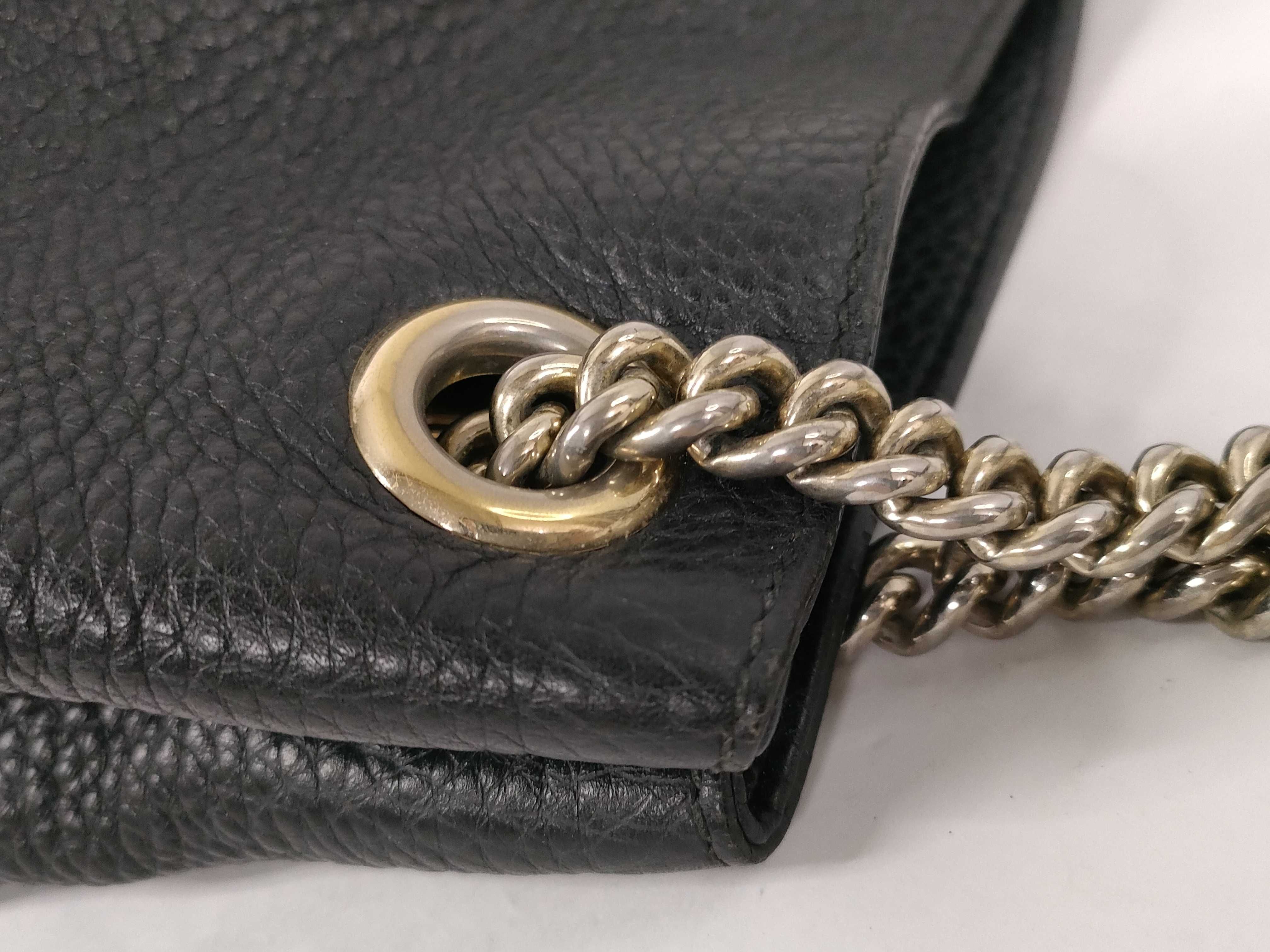 Soho Black Leather Chain Shoulder Bag Fringe Tote Bag — view 5