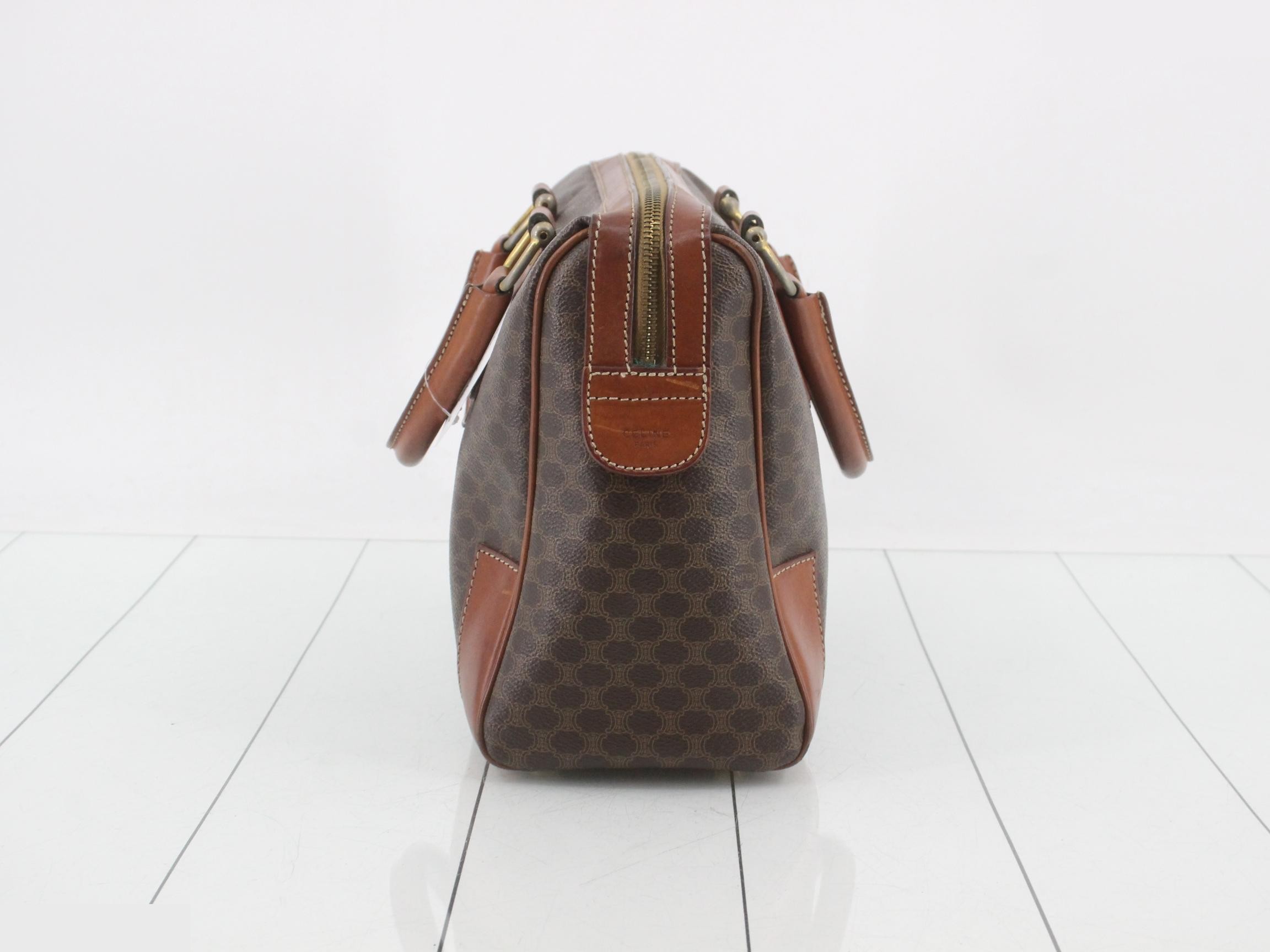 Mini Boston bag, Macadam leather, brown — view 3