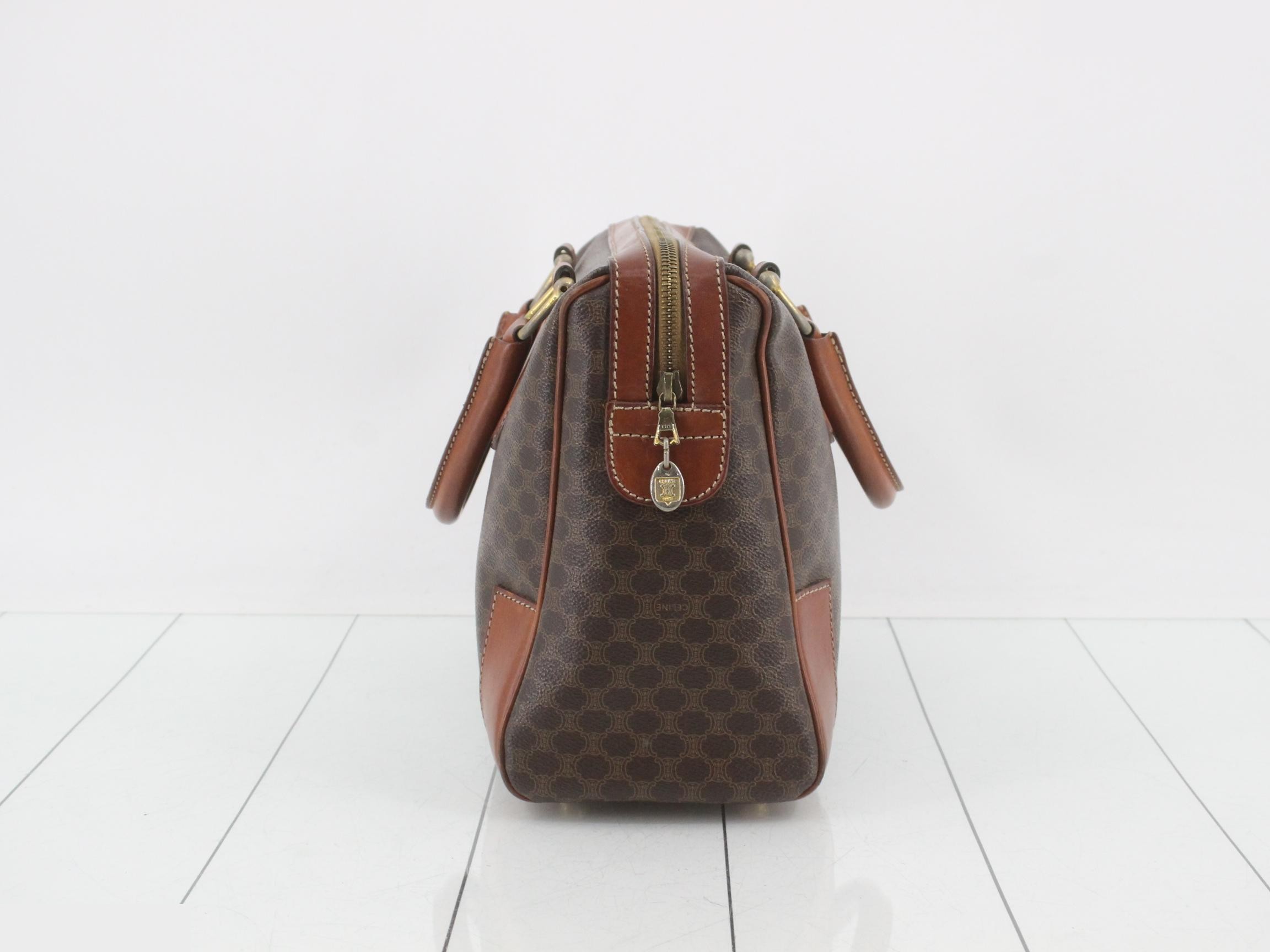 Mini Boston bag, Macadam leather, brown — view 4