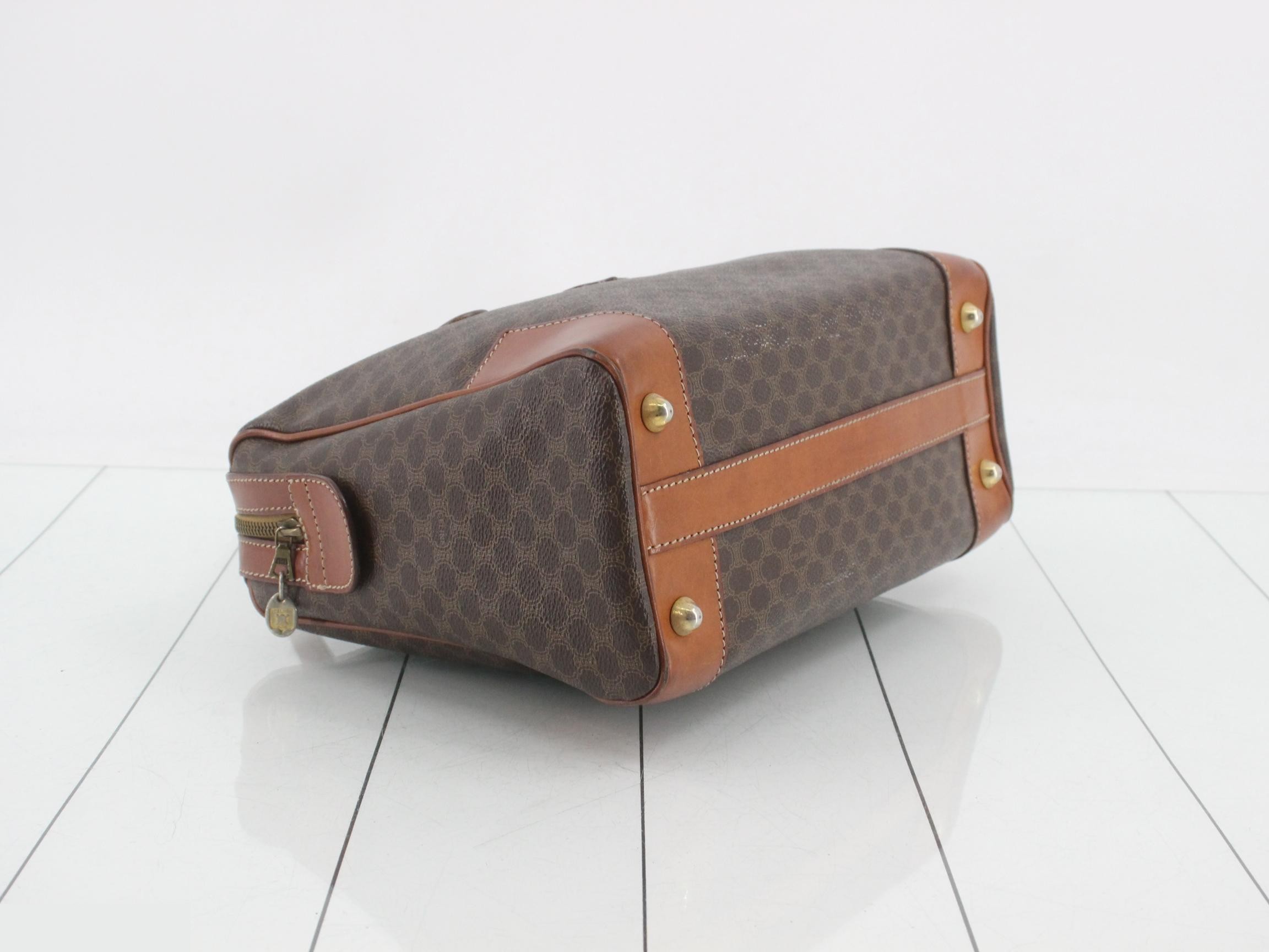 Mini Boston bag, Macadam leather, brown — view 5