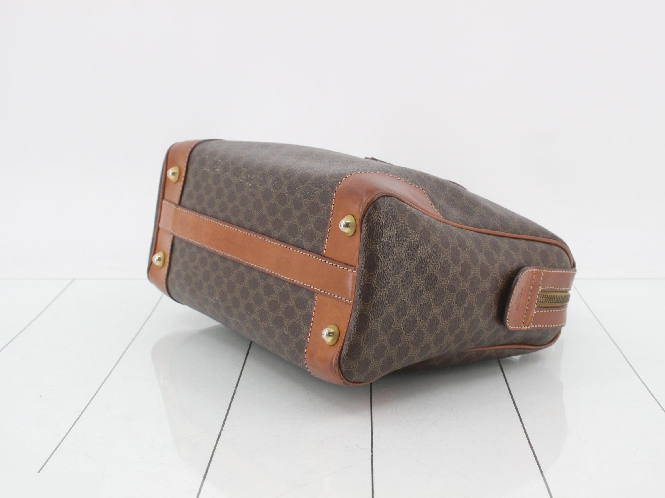 Mini Boston bag, Macadam leather, brown — view 6