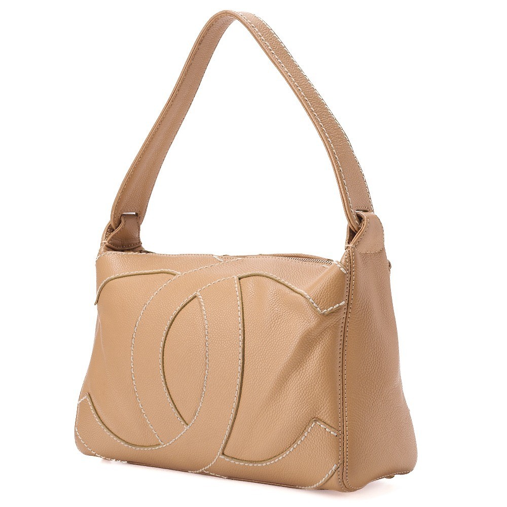 Caviar Skin Large Coco Wild Stitch Handbag, Beige — view 4