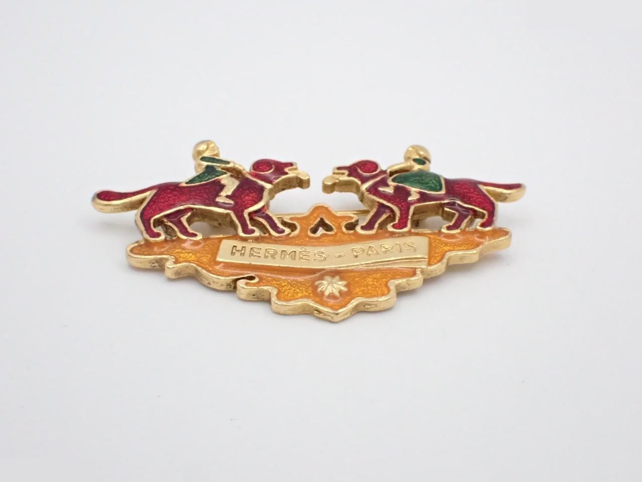 Enamel Brooch of Girl and Dog