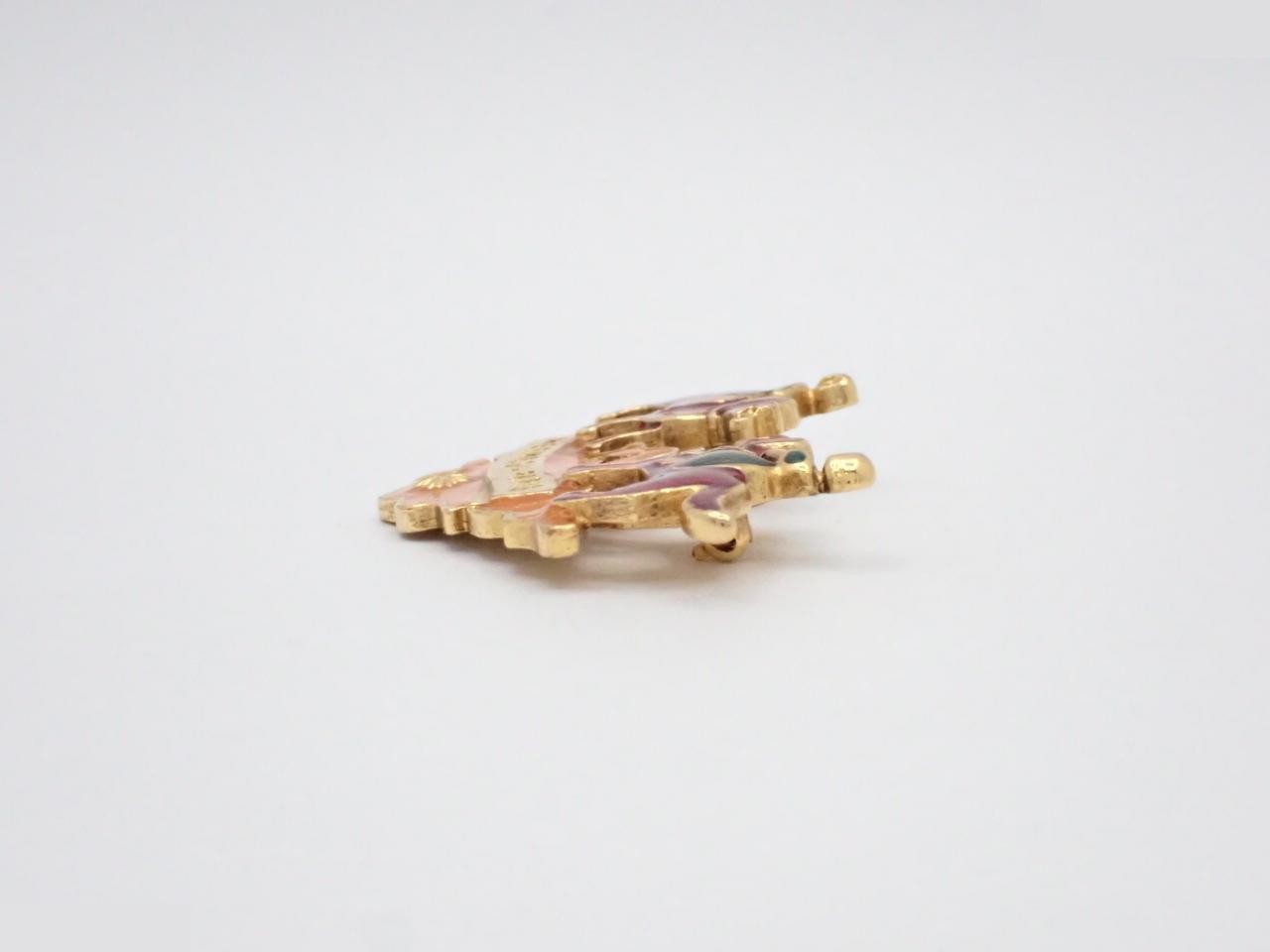 Enamel Brooch of Girl and Dog — view 3
