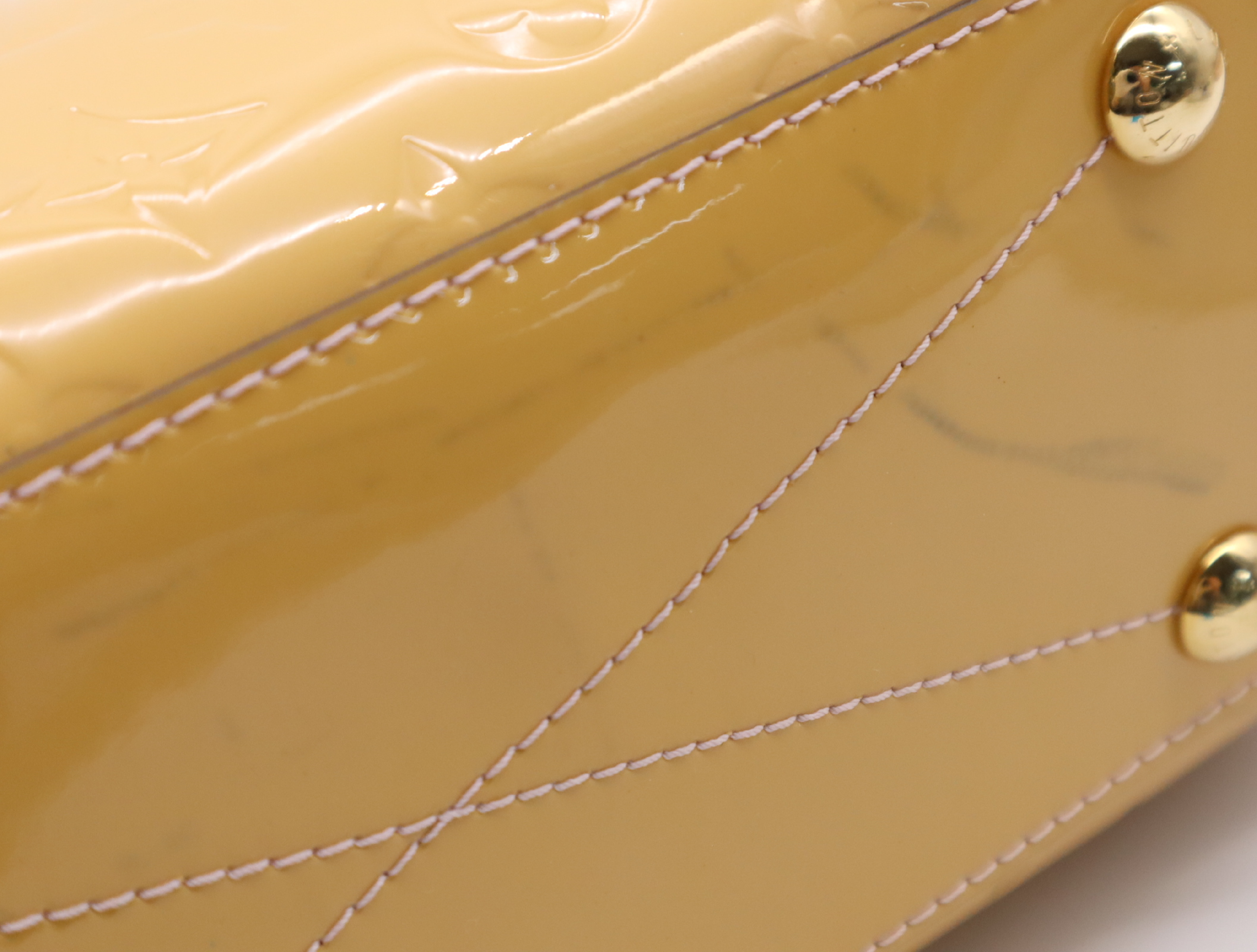 M50173 Monogram Vernis Montaigne BB Dune Handbag with Shoulder Strap, Padlock, 2 Keys, and Clochette — view 13