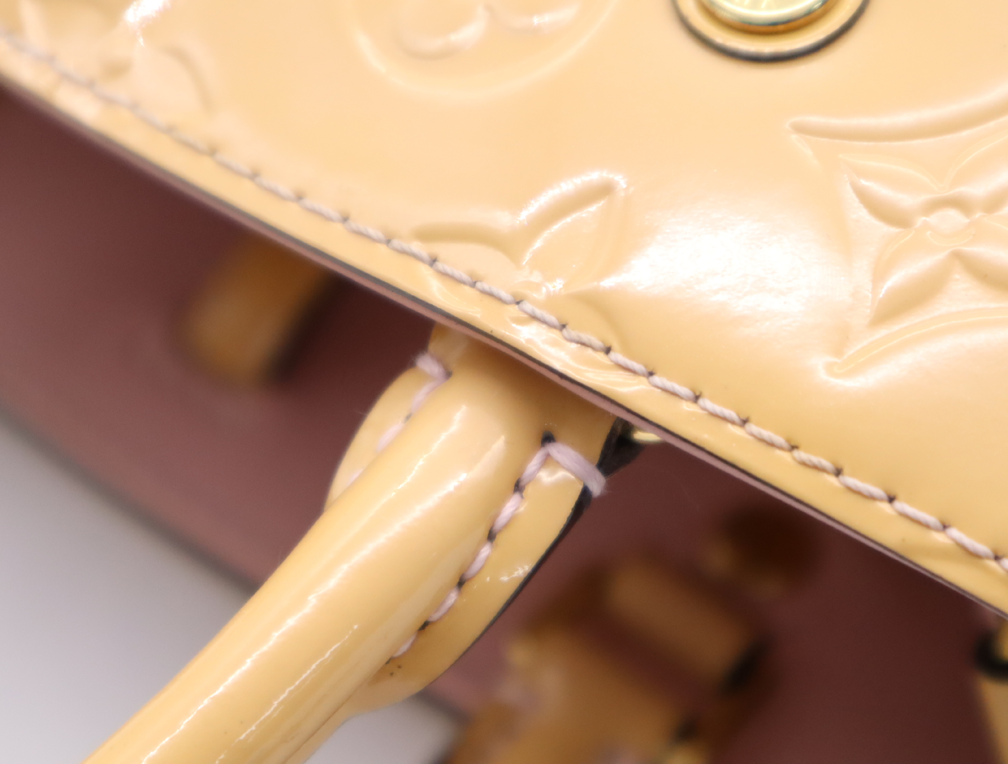 M50173 Monogram Vernis Montaigne BB Dune Handbag with Shoulder Strap, Padlock, 2 Keys, and Clochette — view 10