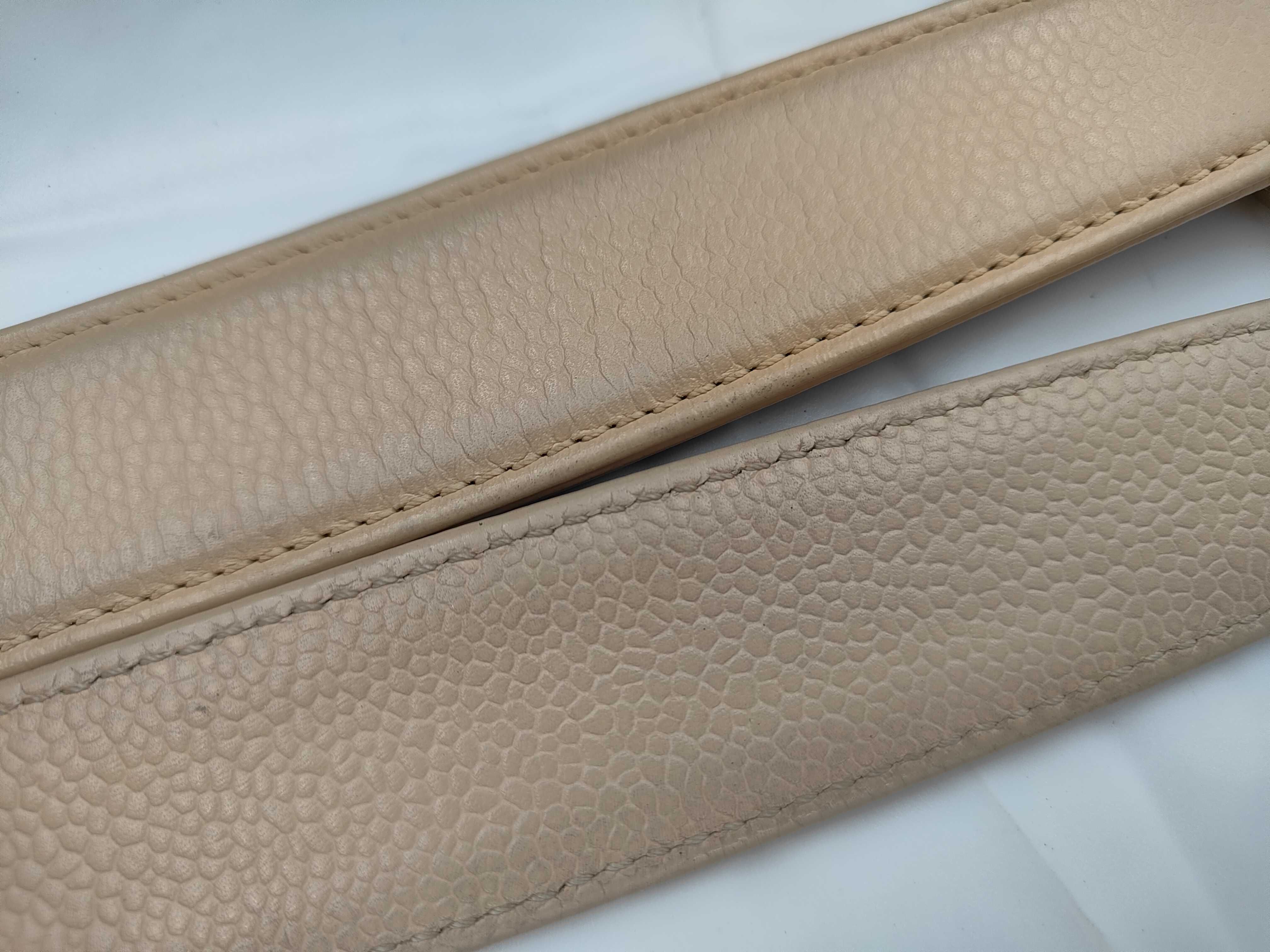 Caviar Skin Chain Tote Bag (Beige) — view 4