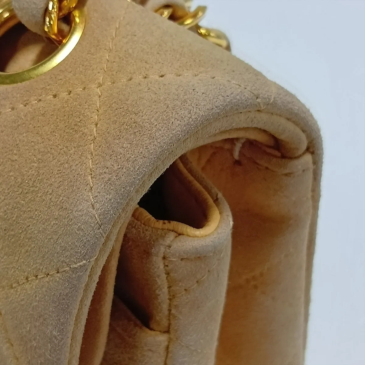 Matelassé 23 Small Suede Double Flap Double Chain Bag, Beige, Gold Hardware, 2640798, Series 2, A01113 — view 13