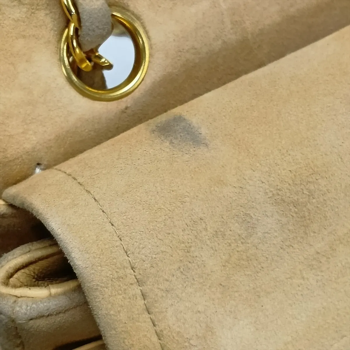 Matelassé 23 Small Suede Double Flap Double Chain Bag, Beige, Gold Hardware, 2640798, Series 2, A01113 — view 14
