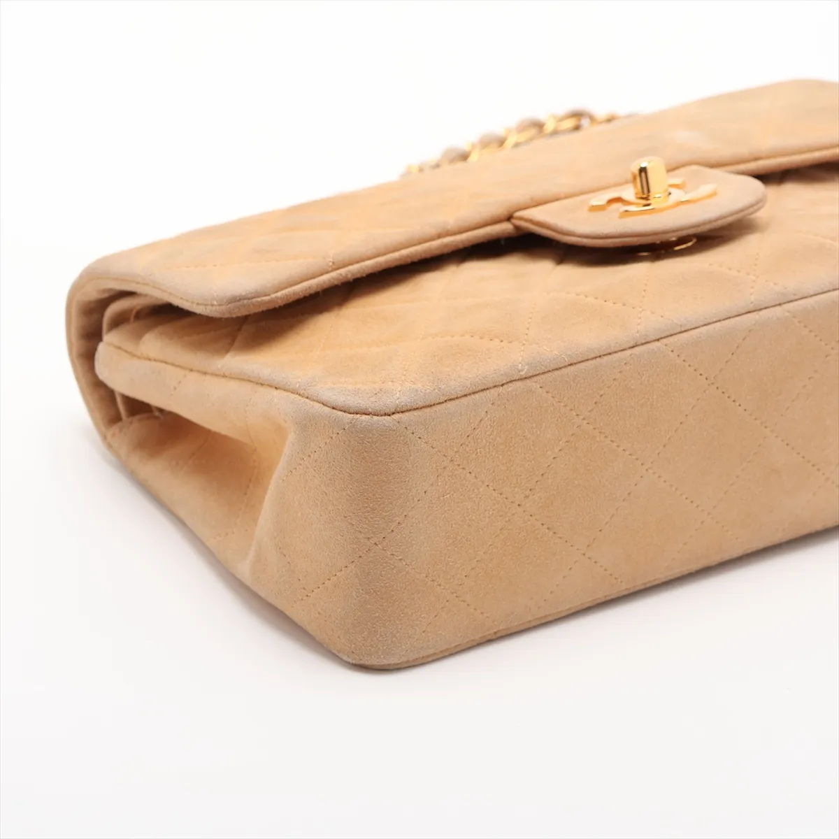 Matelassé 23 Small Suede Double Flap Double Chain Bag, Beige, Gold Hardware, 2640798, Series 2, A01113 — view 4