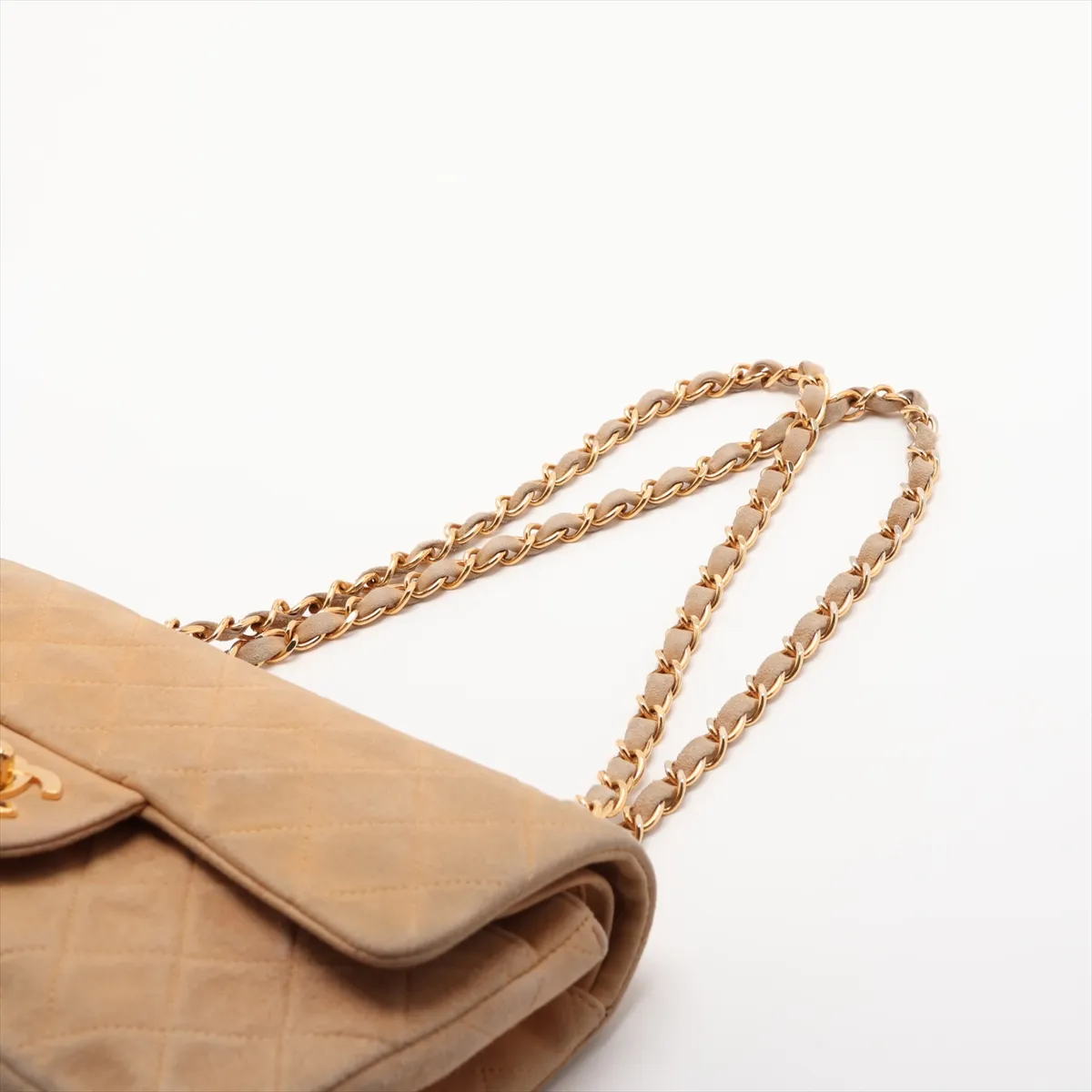 Matelassé 23 Small Suede Double Flap Double Chain Bag, Beige, Gold Hardware, 2640798, Series 2, A01113 — view 5
