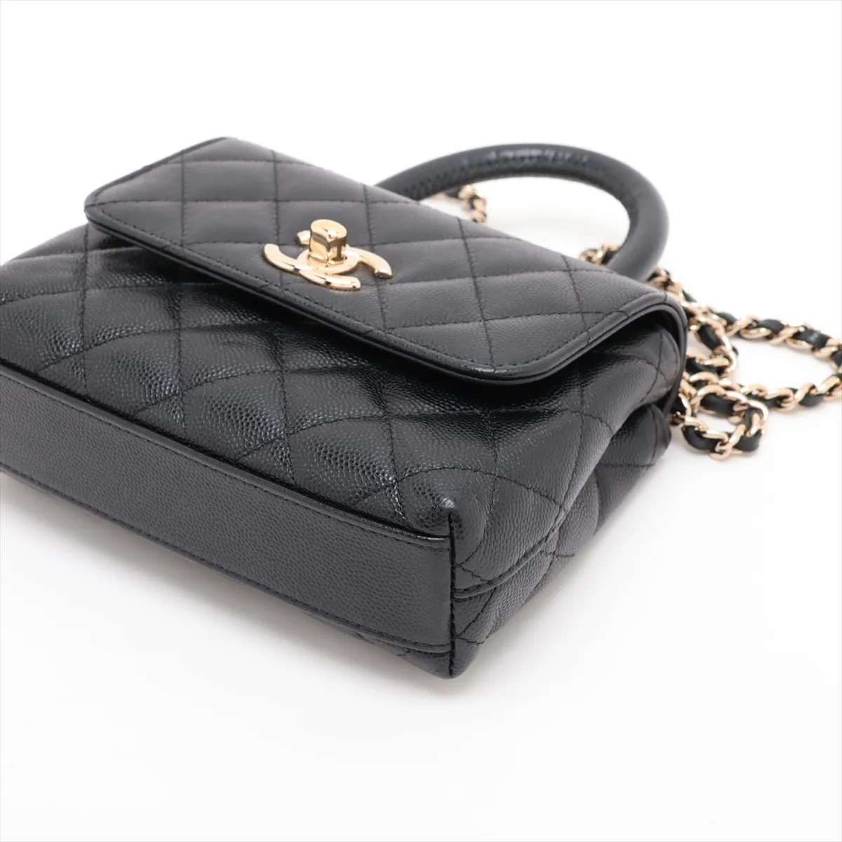 Coco Handle Caviar Skin 2-Way Handbag Matelassé Black Gold Hardware A9A8L830 Random Serial Number — view 3