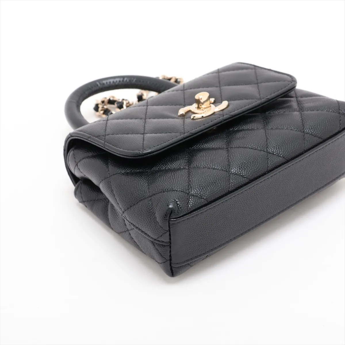 Coco Handle Caviar Skin 2-Way Handbag Matelassé Black Gold Hardware A9A8L830 Random Serial Number — view 4