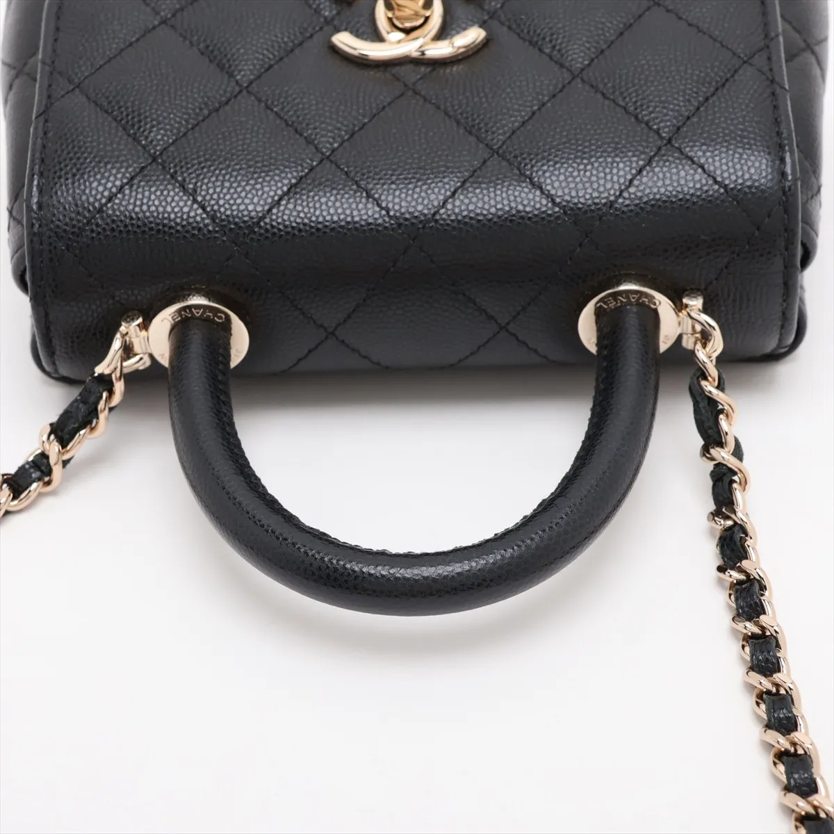 Coco Handle Caviar Skin 2-Way Handbag Matelassé Black Gold Hardware A9A8L830 Random Serial Number — view 5