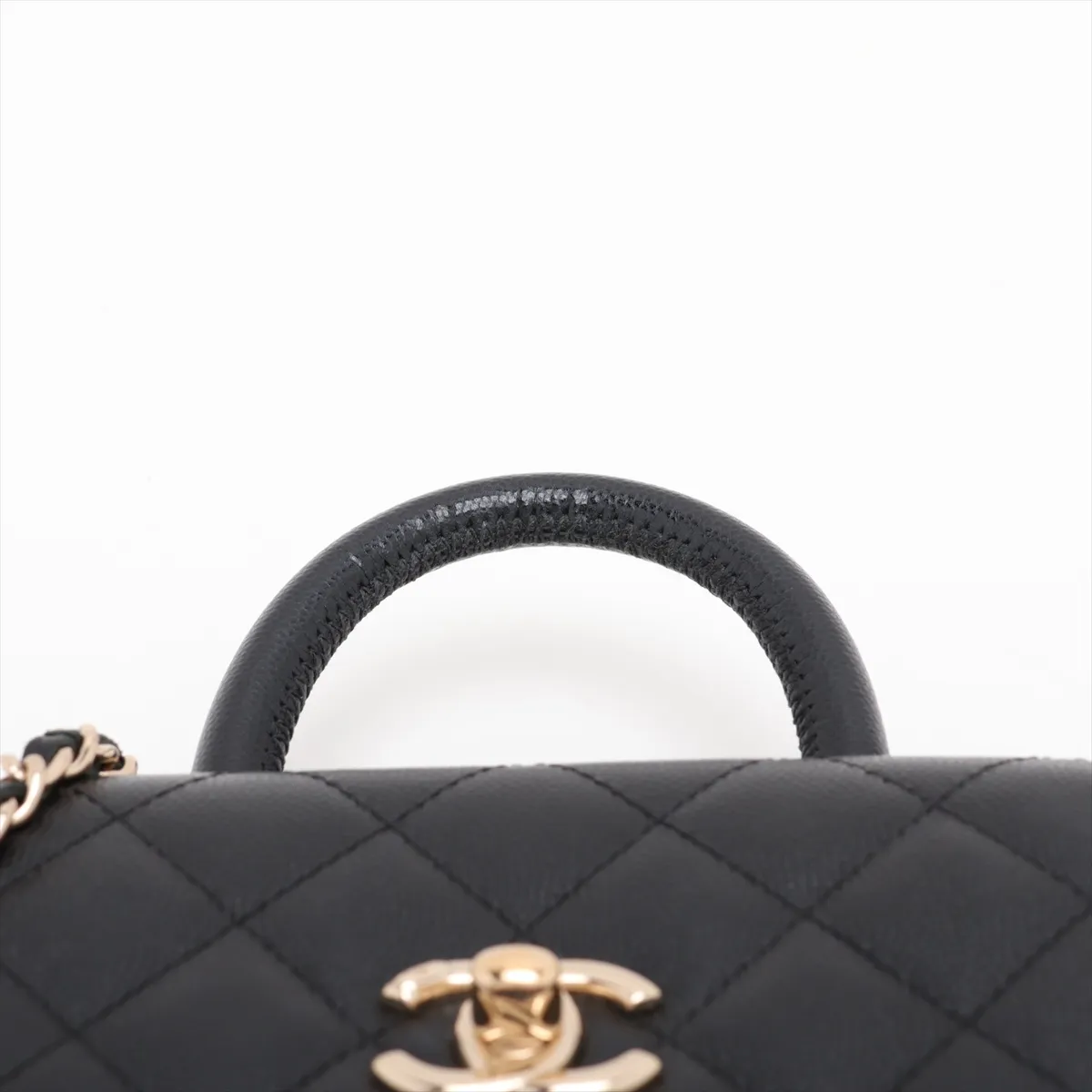 Coco Handle Caviar Skin 2-Way Handbag Matelassé Black Gold Hardware A9A8L830 Random Serial Number — view 6