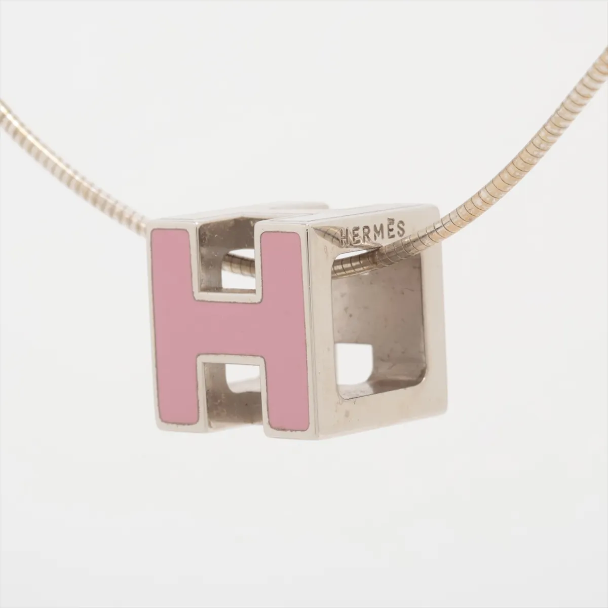 Cage de Ash H Cube Necklace GP x 925 Silver x Pink — view 2