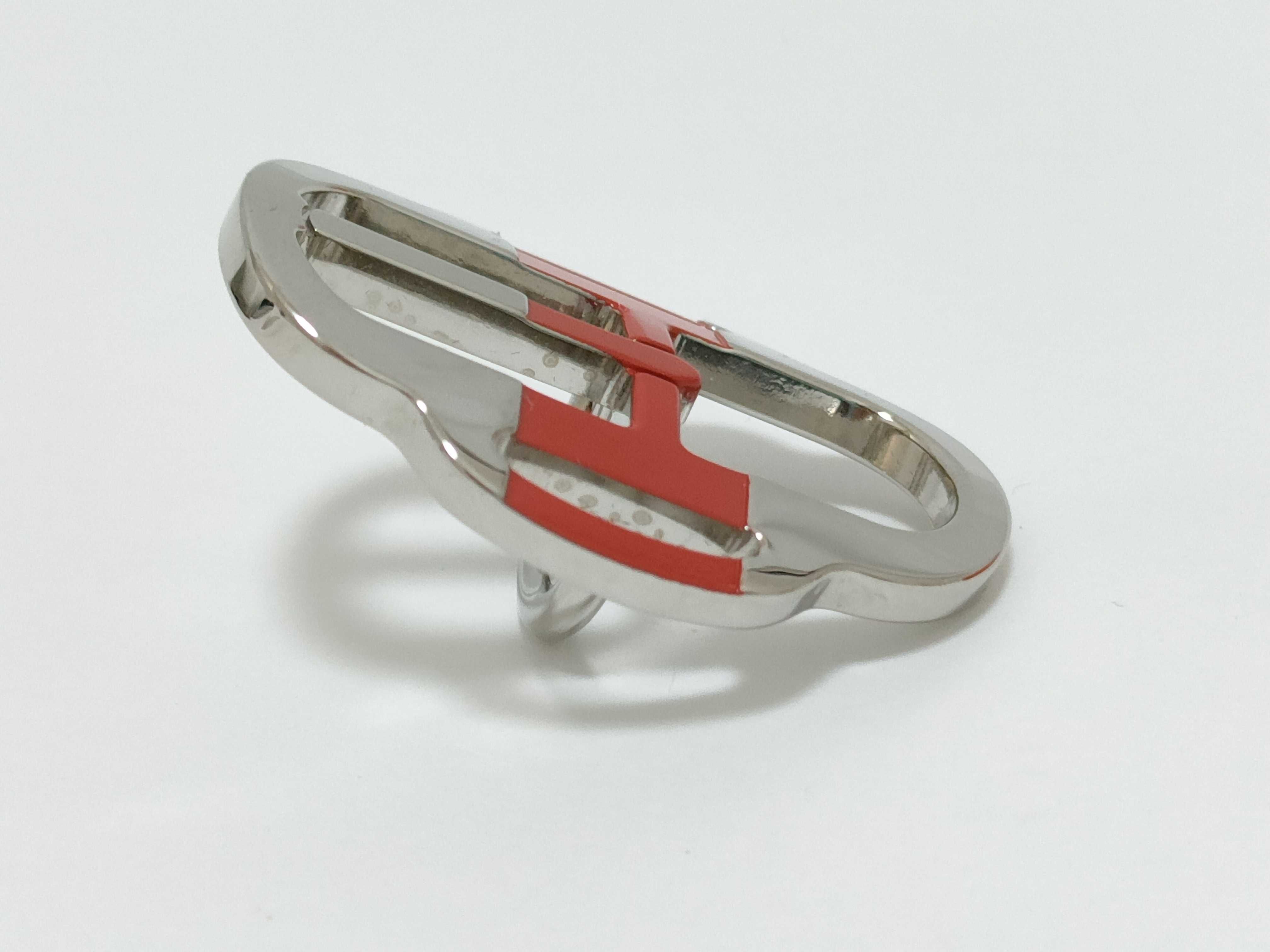 Mini Buckle Twilly Ring, Red, Silver Hardware, Hermes, Unused, Other Accessories — view 4