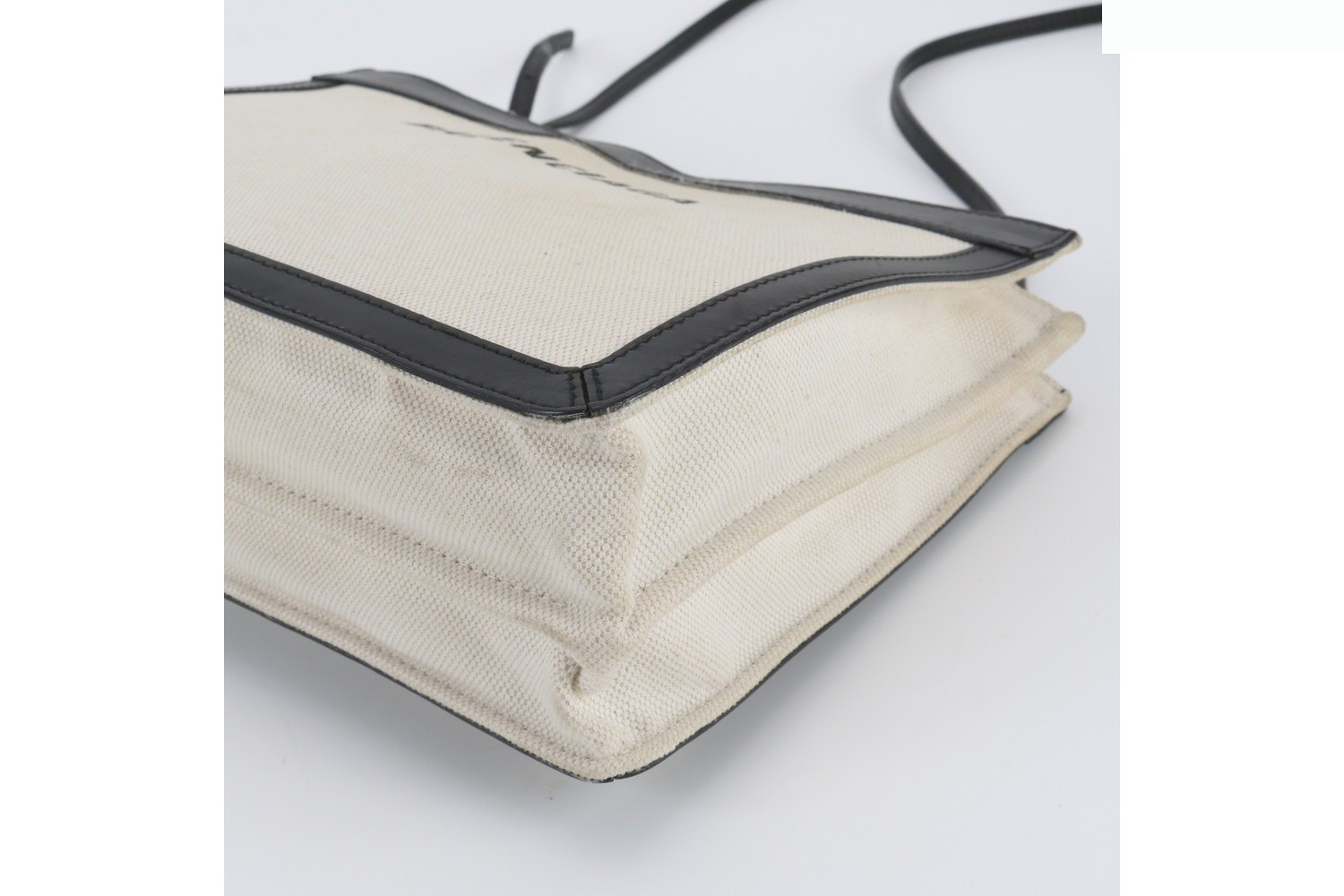 Navy Leather and Canvas Shoulder Bag — view 4