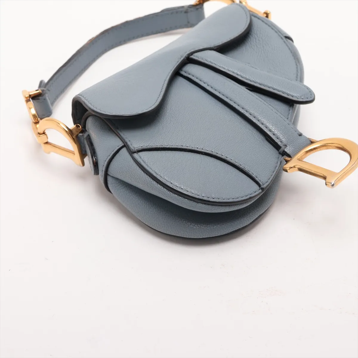 Saddle Bag Leather Handbag Blue — view 4