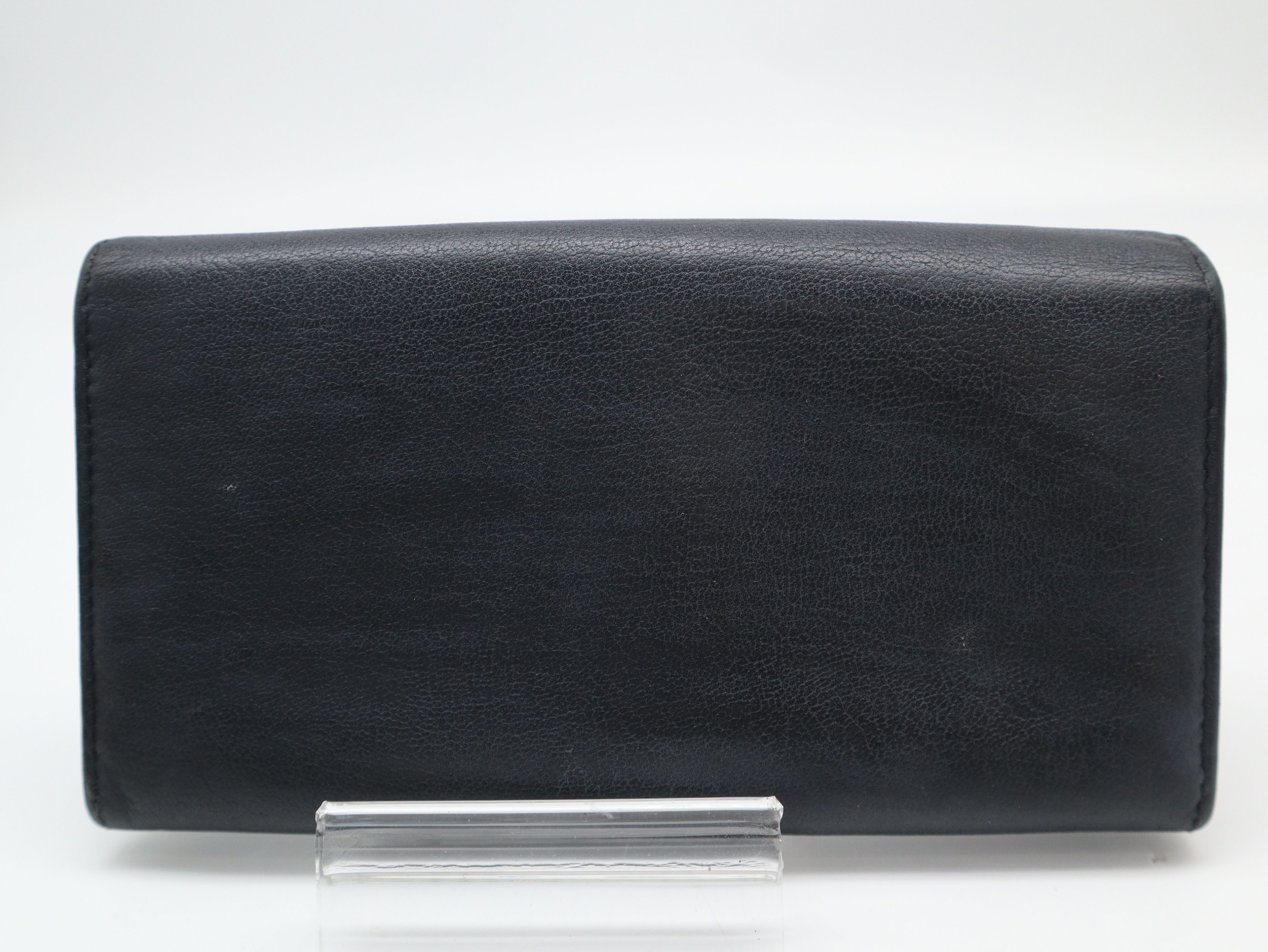 Leather Logo Long Wallet, Black — view 2