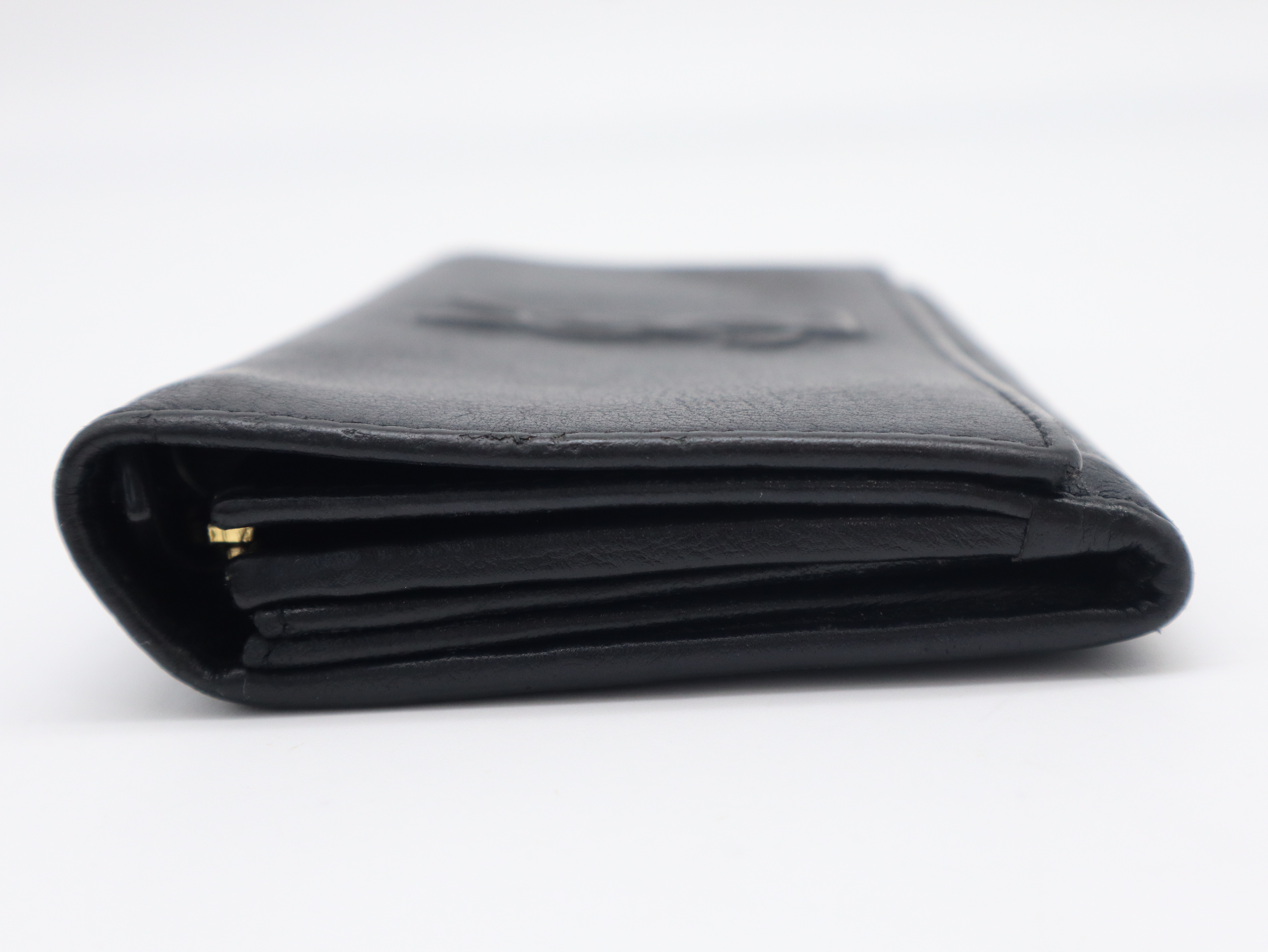 Leather Logo Long Wallet, Black — view 3