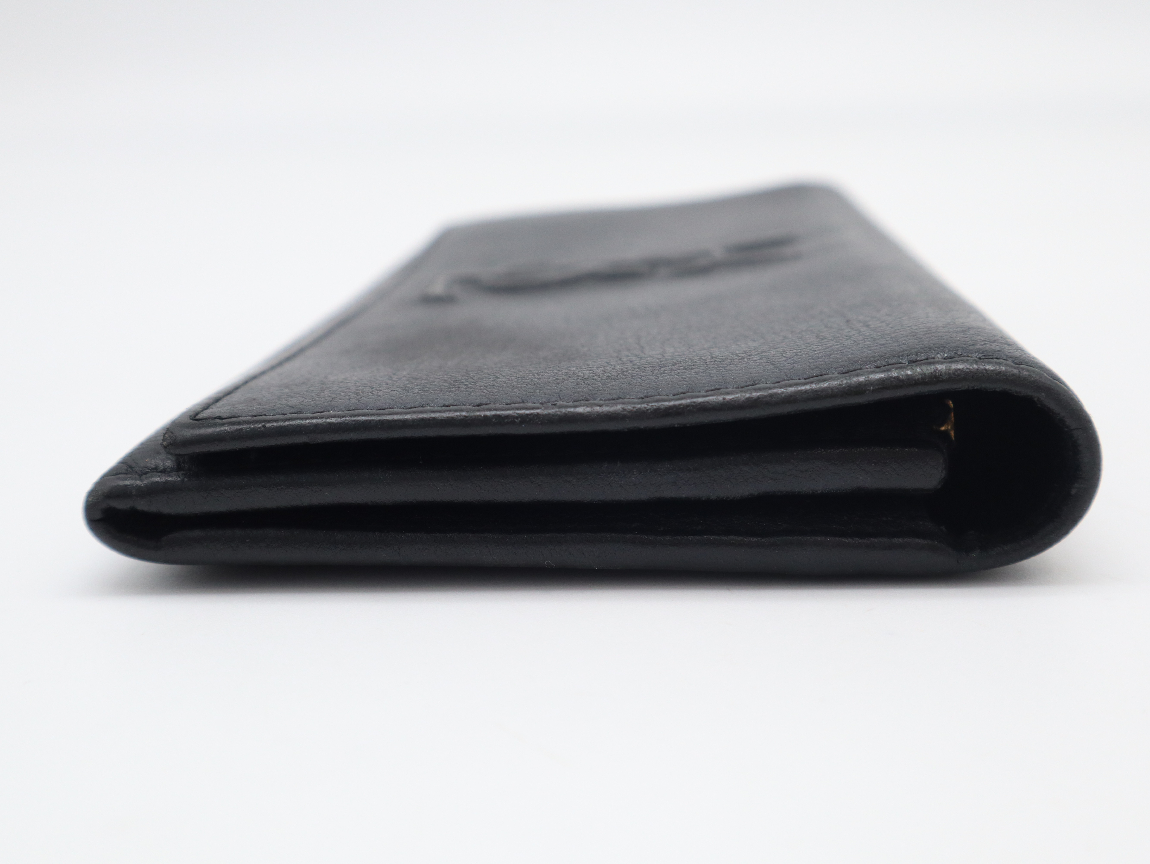 Leather Logo Long Wallet, Black — view 4