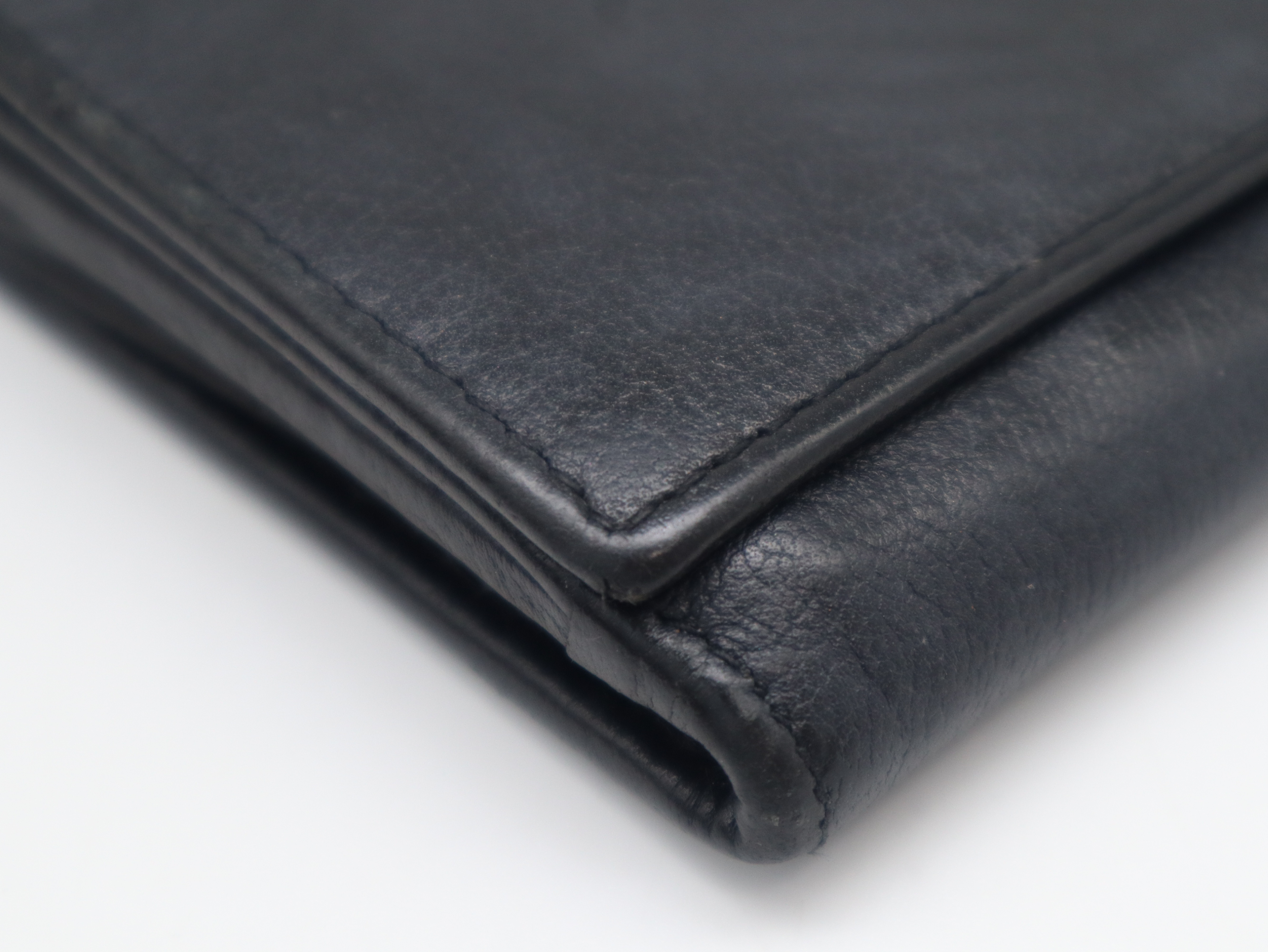 Leather Logo Long Wallet, Black — view 5