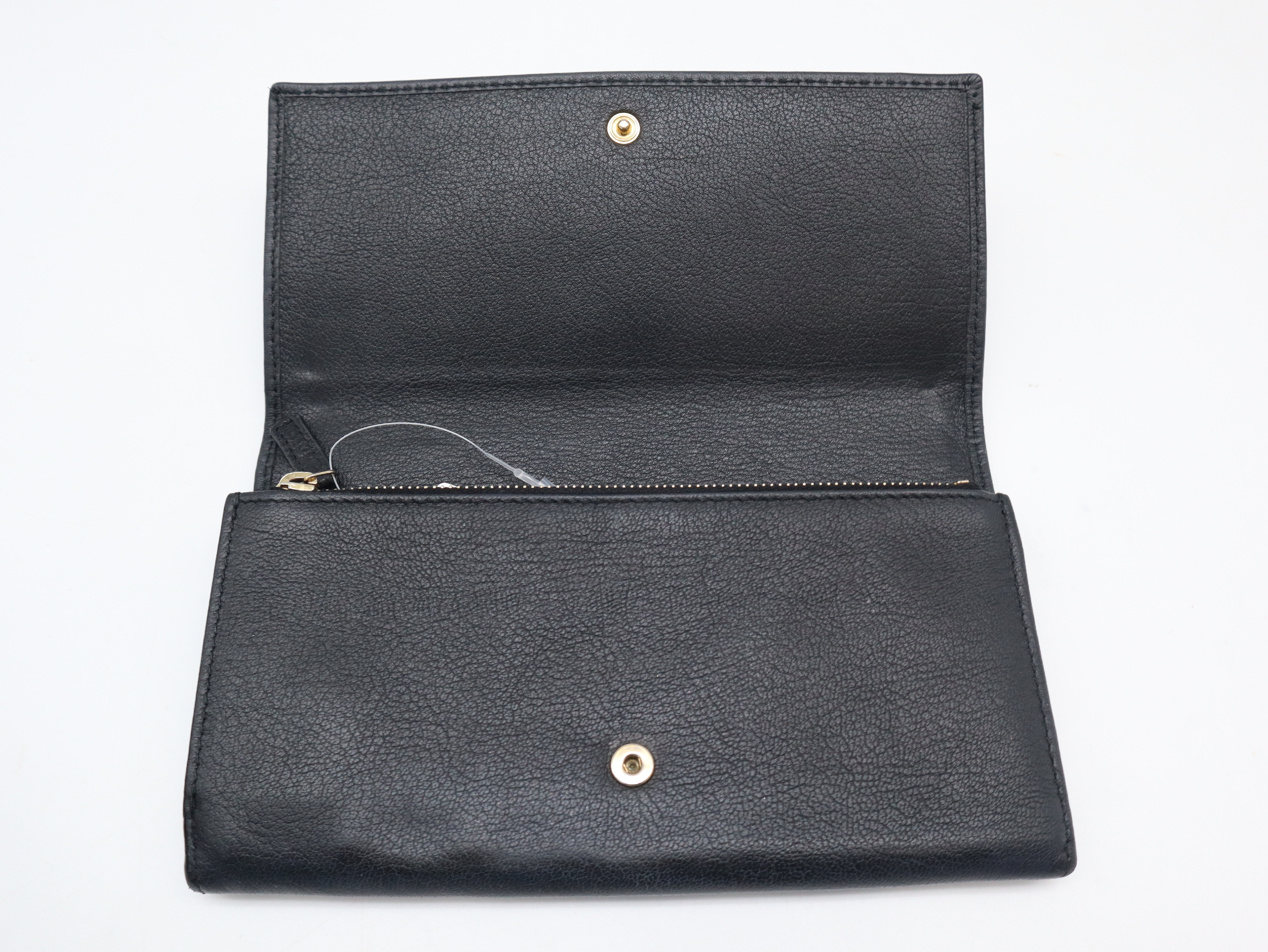 Leather Logo Long Wallet, Black — view 6