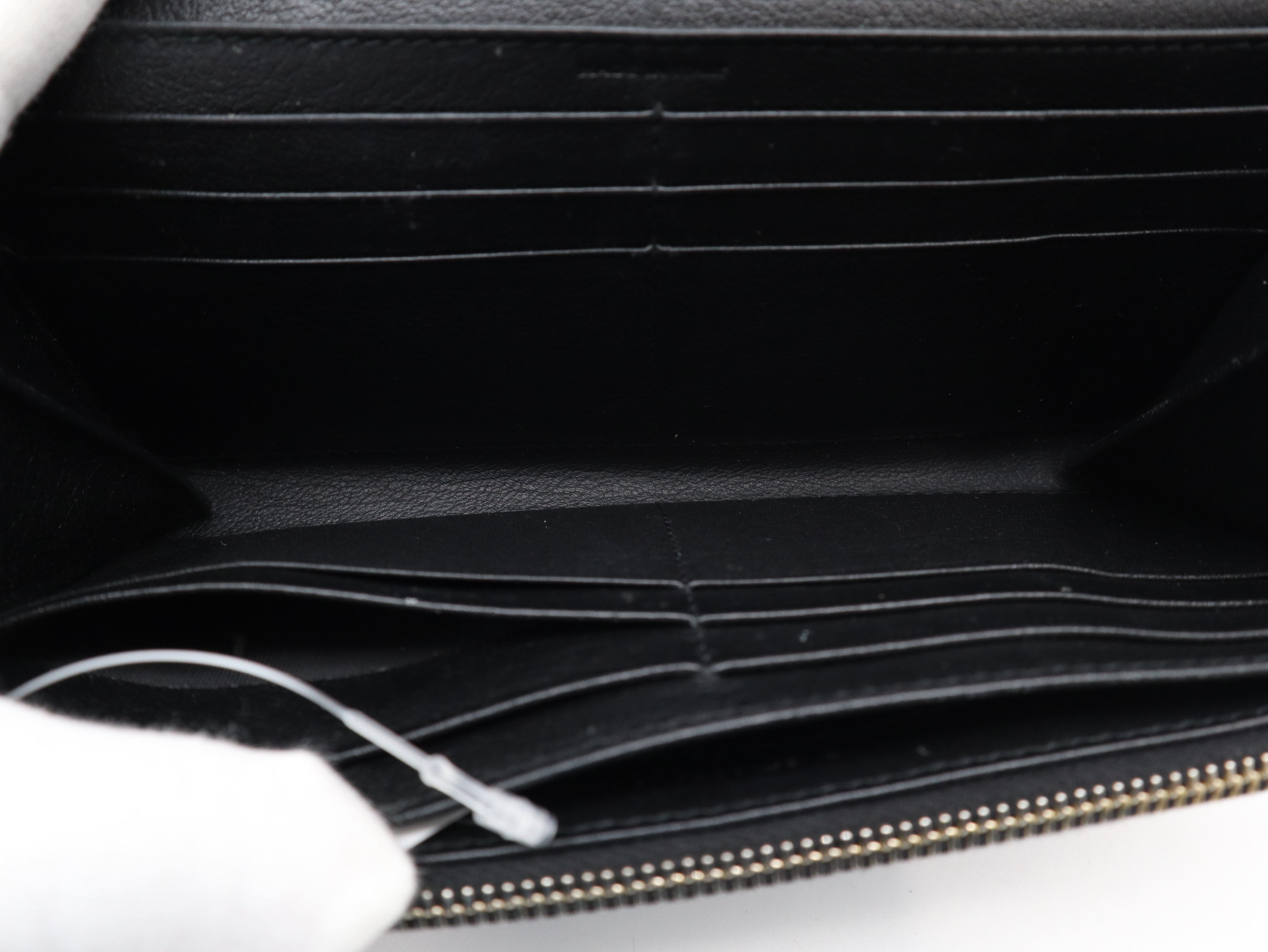 Leather Logo Long Wallet, Black — view 7