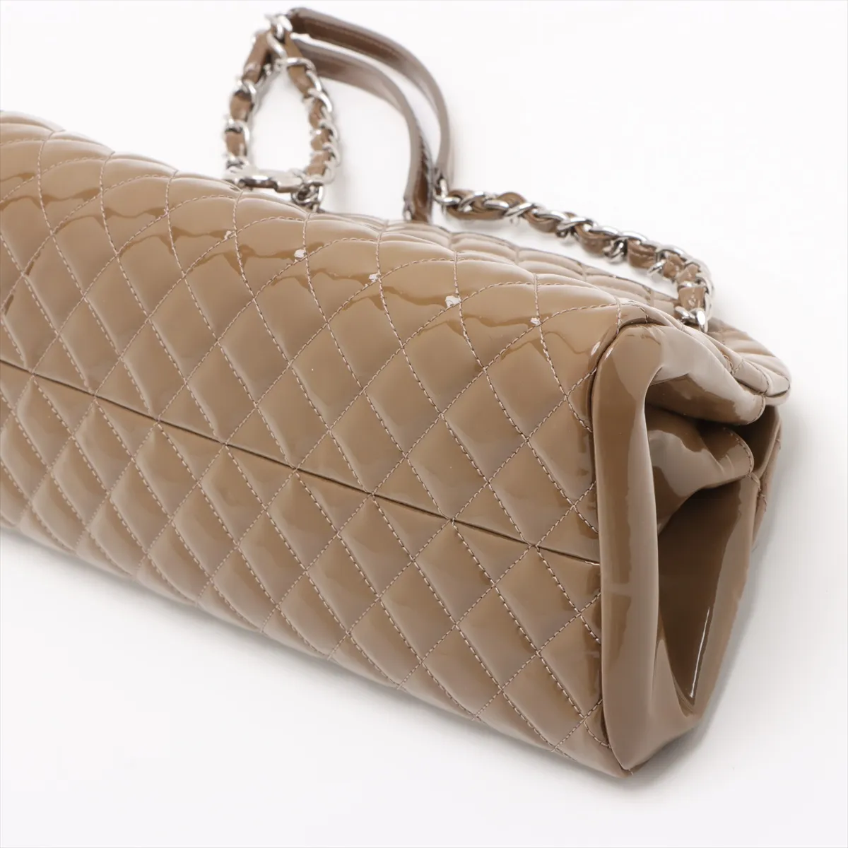 Matelasse Patent Leather Chain Handbag Coco Charm Khaki Silver Hardware 15235172 15th Series — view 3
