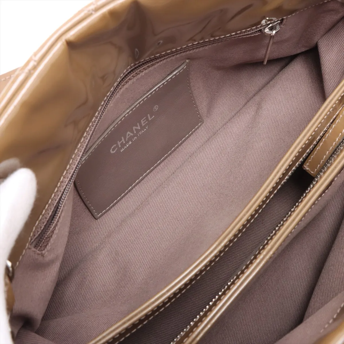 Matelasse Patent Leather Chain Handbag Coco Charm Khaki Silver Hardware 15235172 15th Series — view 7