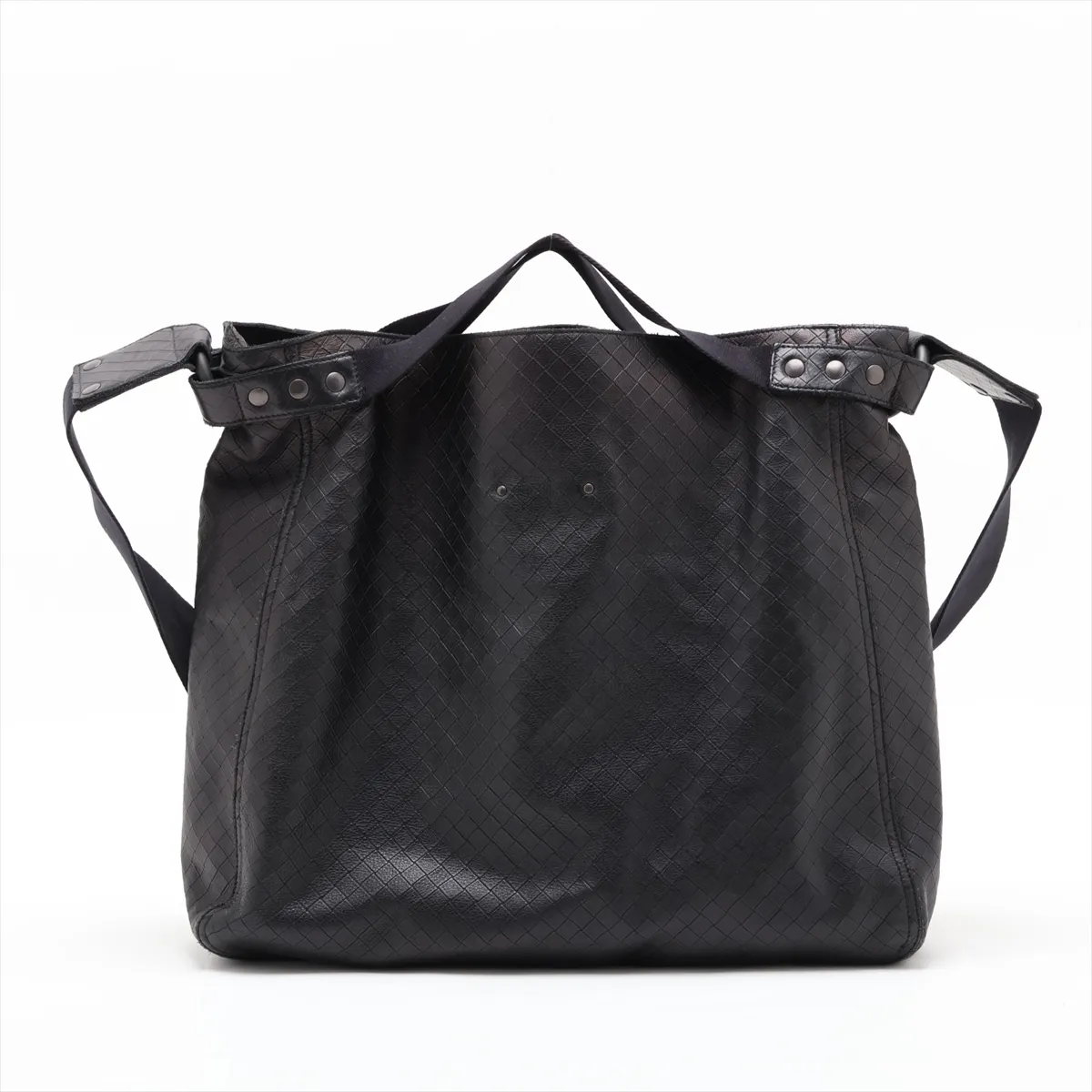 Intreccio Leather Shoulder Bag, Black — view 2