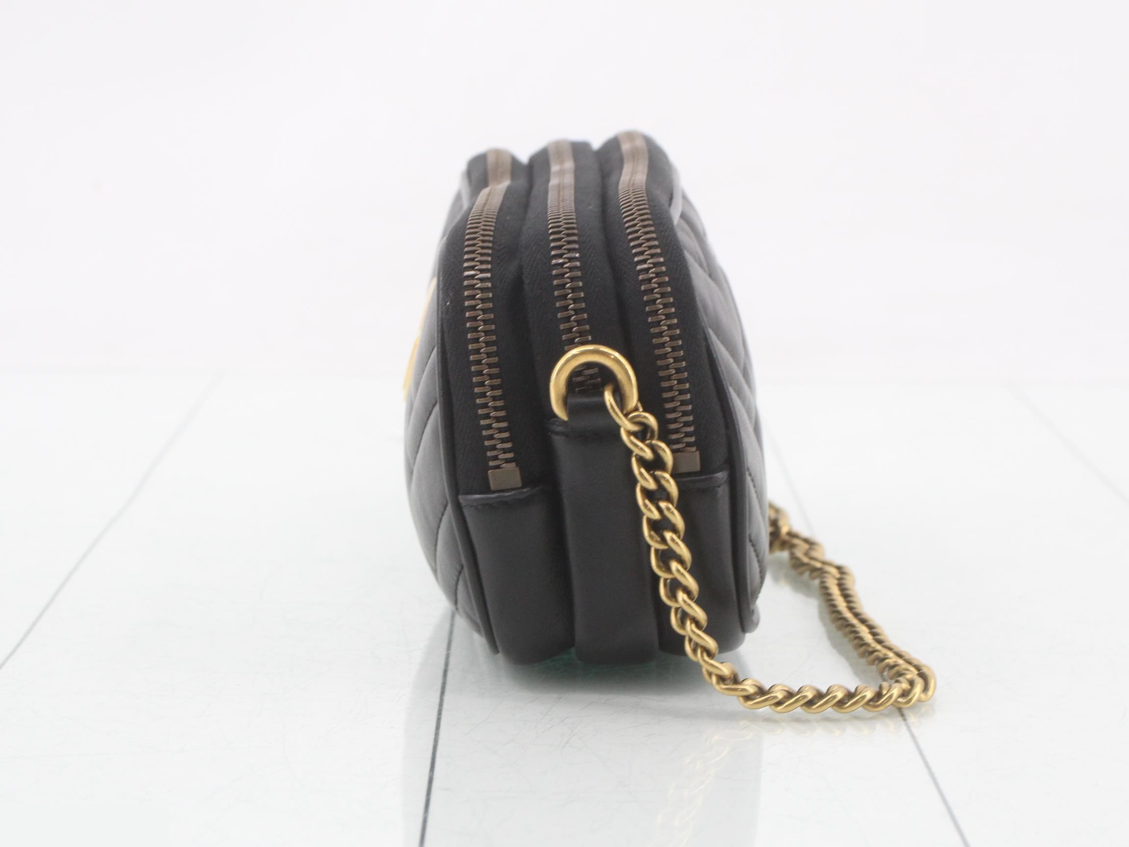 GG Marmont Leather Chain Shoulder Bag, Black — view 3
