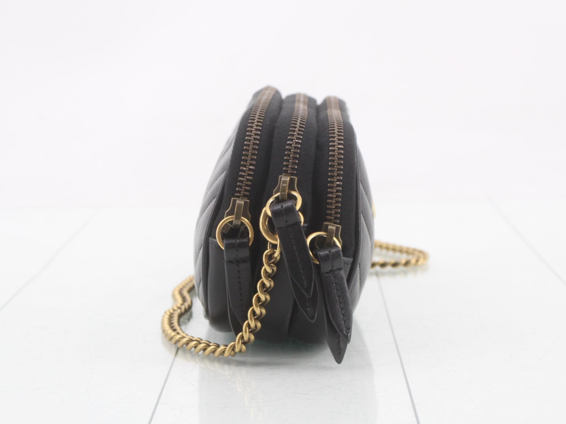 GG Marmont Leather Chain Shoulder Bag, Black — view 4