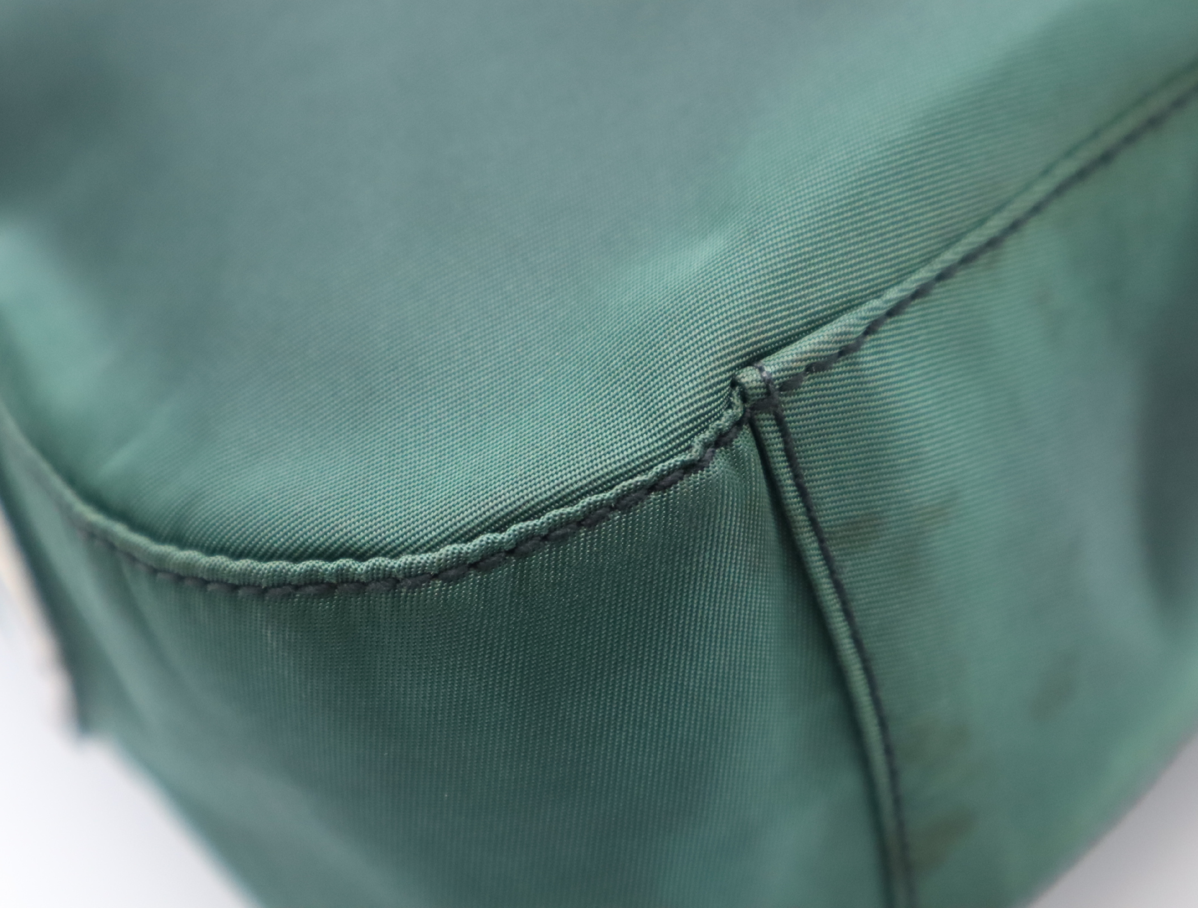 Tessuto Nylon One-Shoulder Bag with Metal Handle, Green, Silver Hardware — view 6